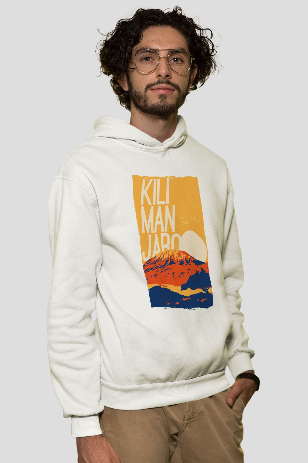 Kilimanjaro Beyaz Unisex Hoodie