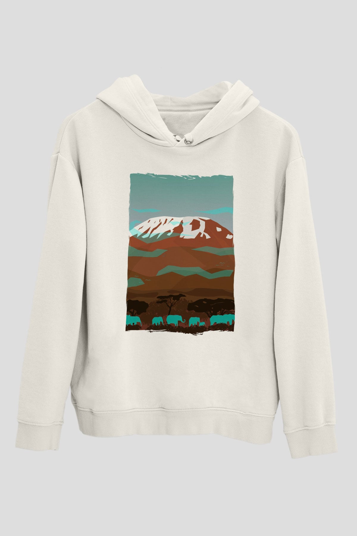 Kilimanjaro Beyaz Unisex Hoodie