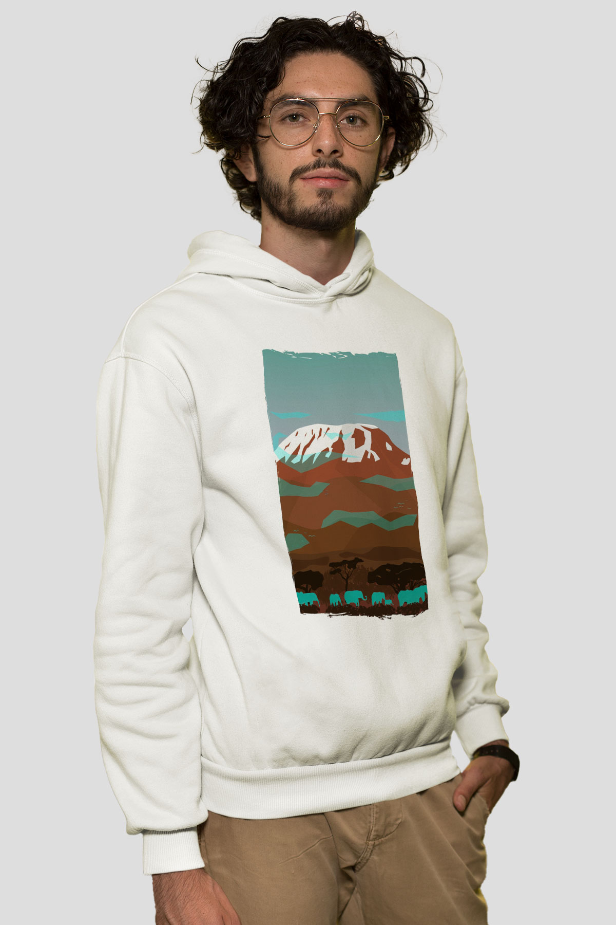 Kilimanjaro Beyaz Unisex Hoodie