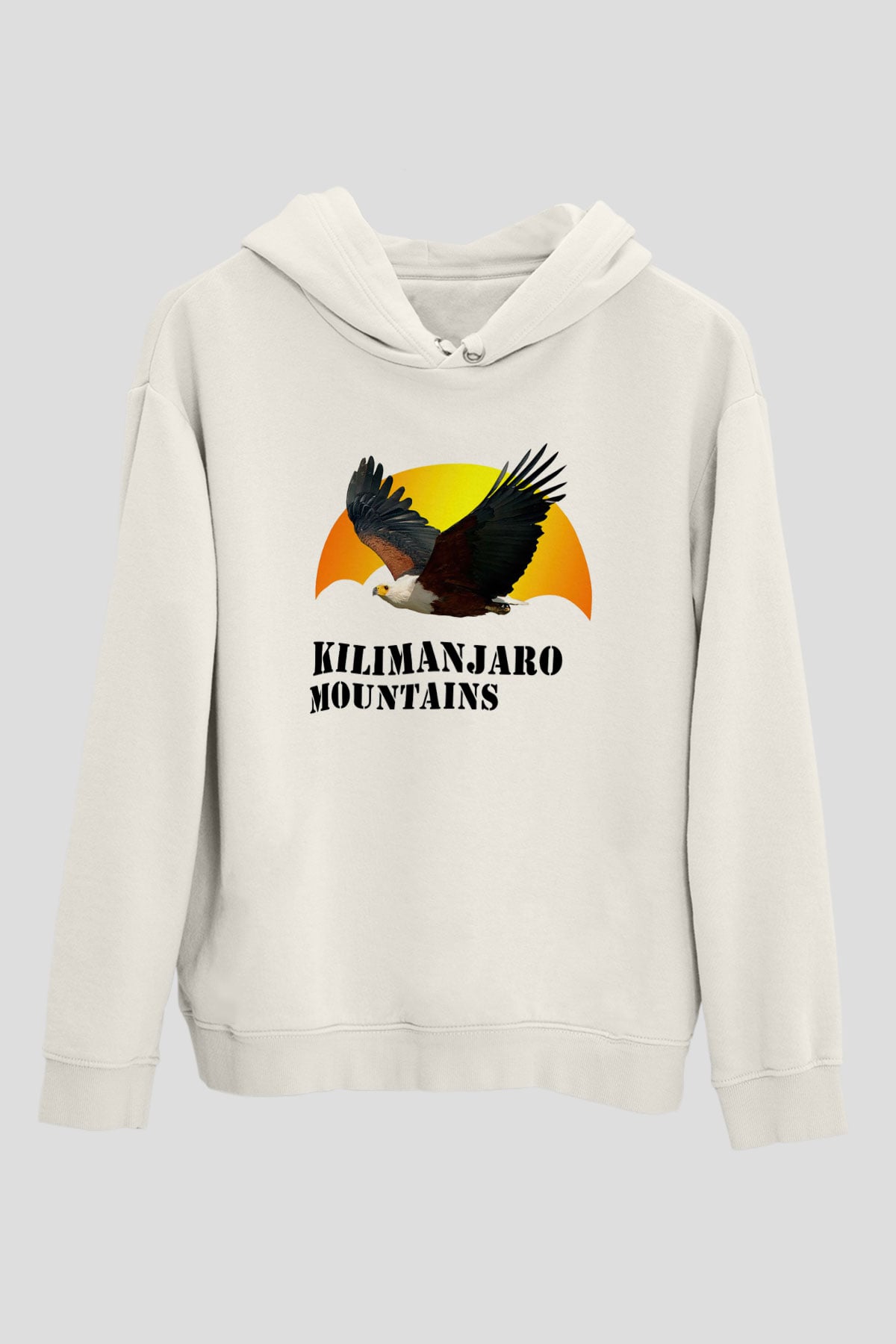 Kilimanjaro Beyaz Unisex Kapşonlu Sweatshirt