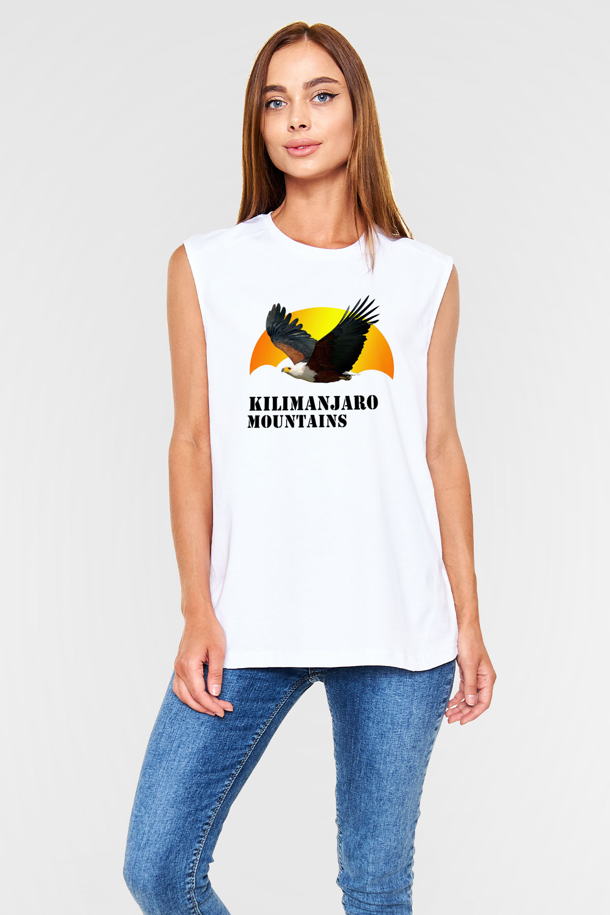 Kilimanjaro Beyaz Unisex Kolsuz Tişört