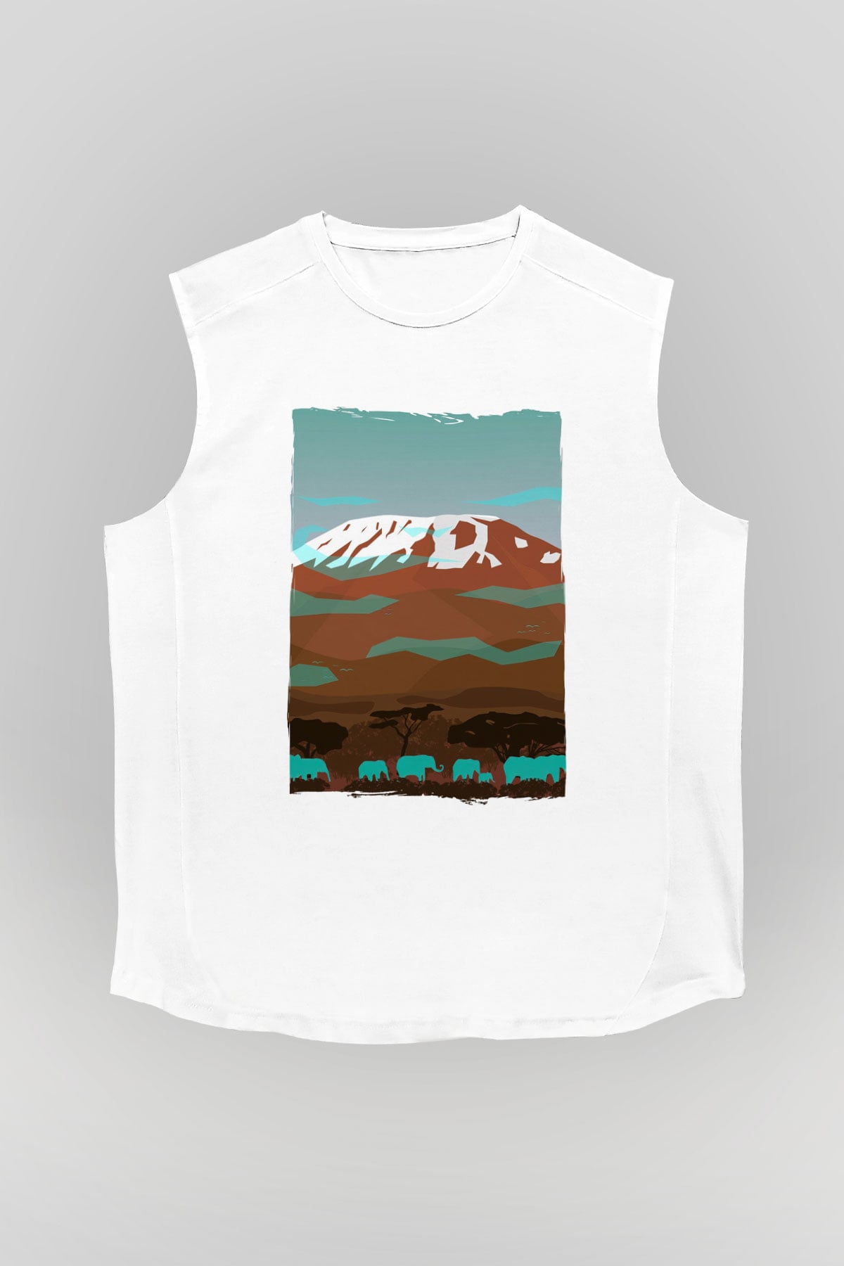 Kilimanjaro Beyaz Unisex Kolsuz Tişört