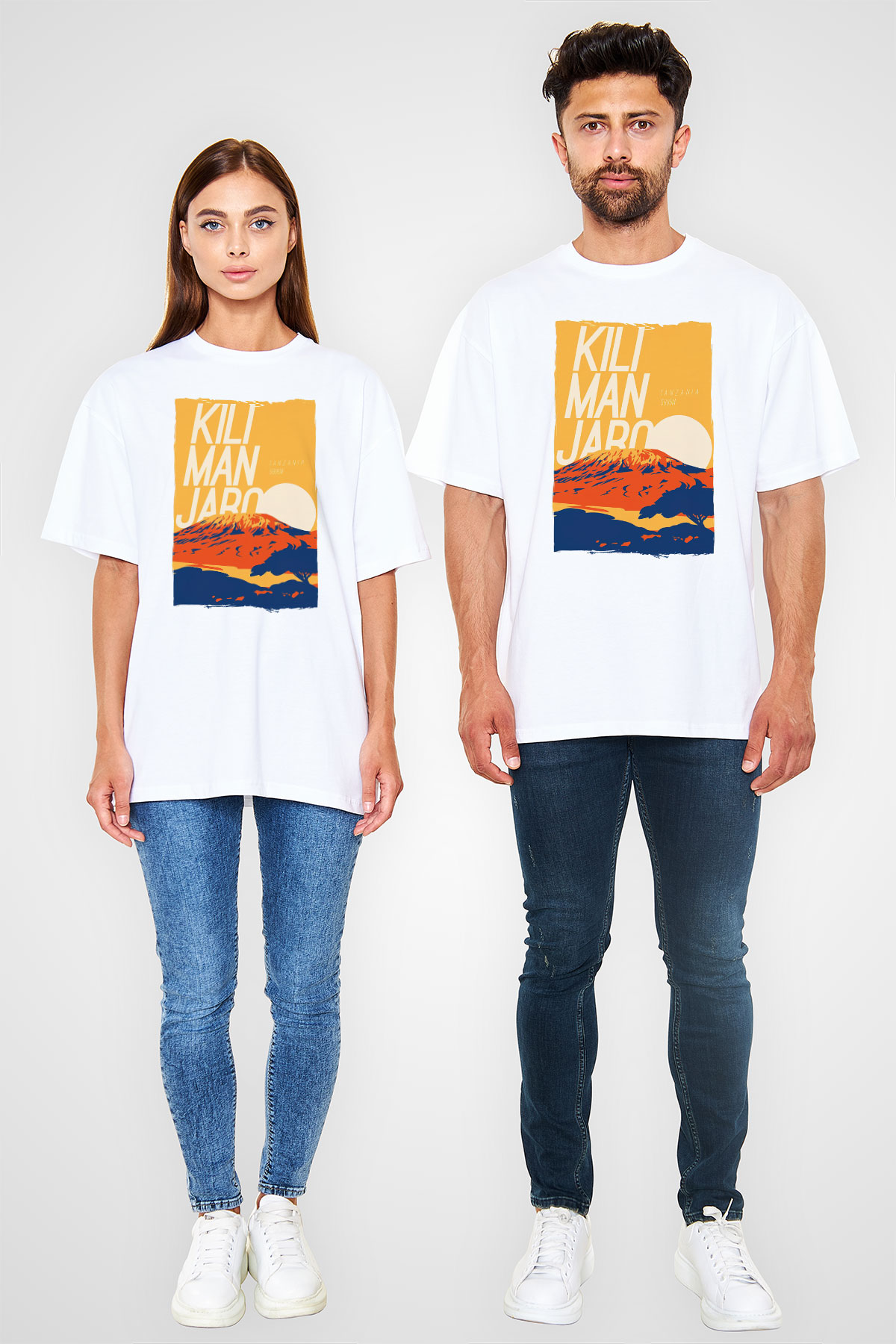 Kilimanjaro Beyaz Oversize Tişört Oversize T-shirt - TişörtFabrikası