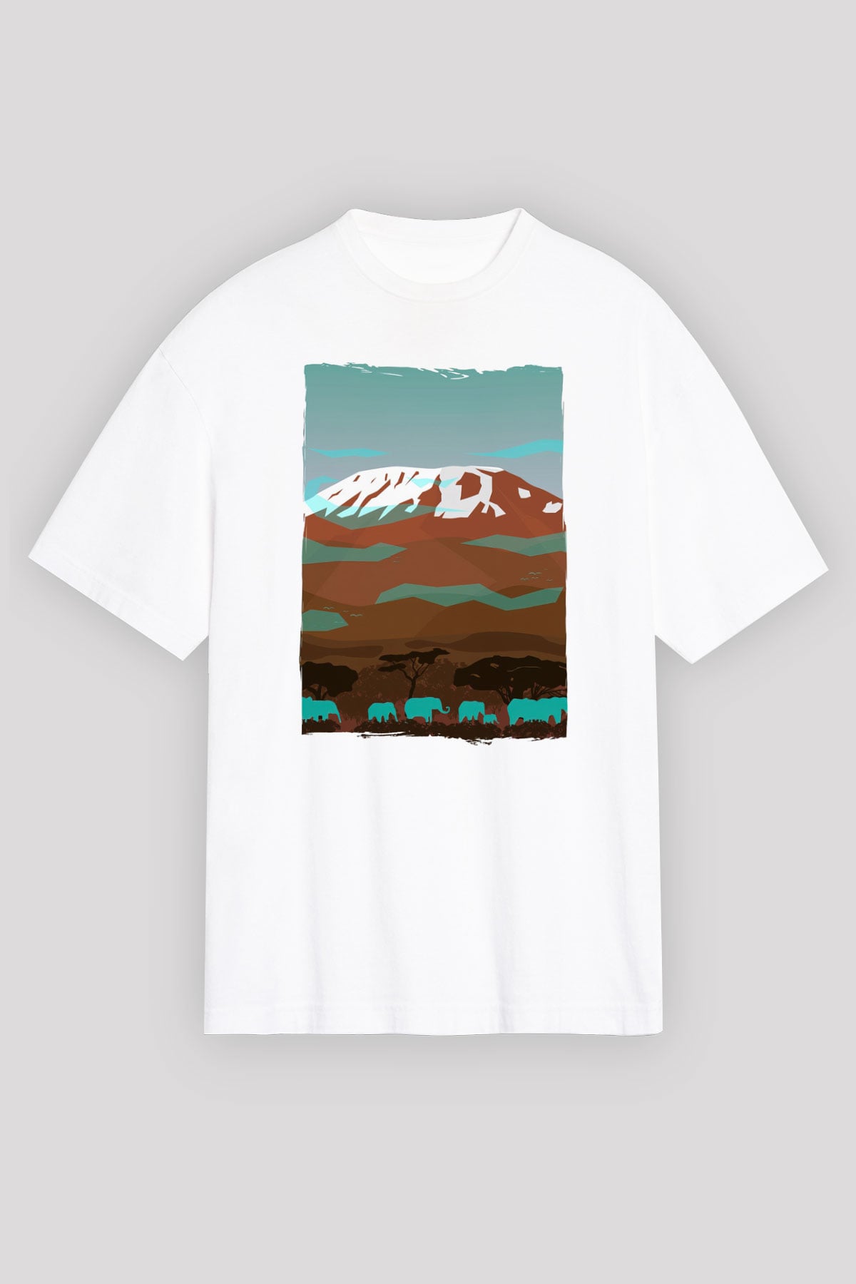 Kilimanjaro Beyaz Oversize Tişört Oversize T-shirt - TişörtFabrikası