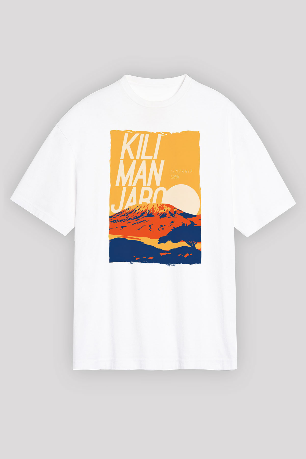 Kilimanjaro Beyaz Oversize Tişört Oversize T-shirt - TişörtFabrikası