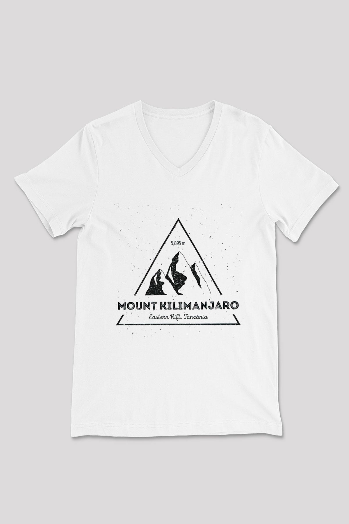 Kilimanjaro Beyaz Unisex V Yaka Tişört T-Shirt