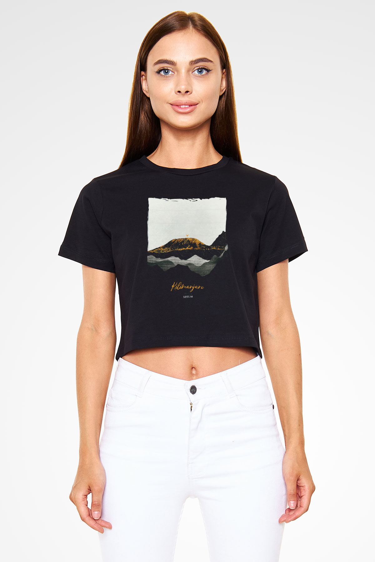 Kilimanjaro Siyah  Crop Top Tişört