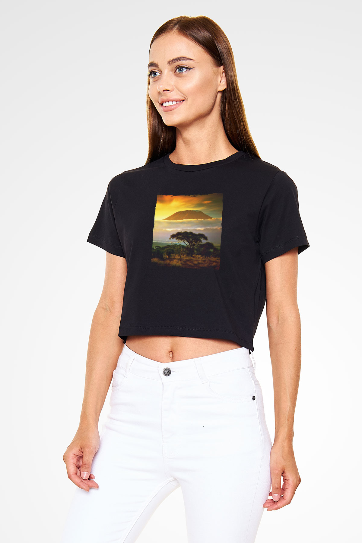 Kilimanjaro Siyah  Crop Top Tişört