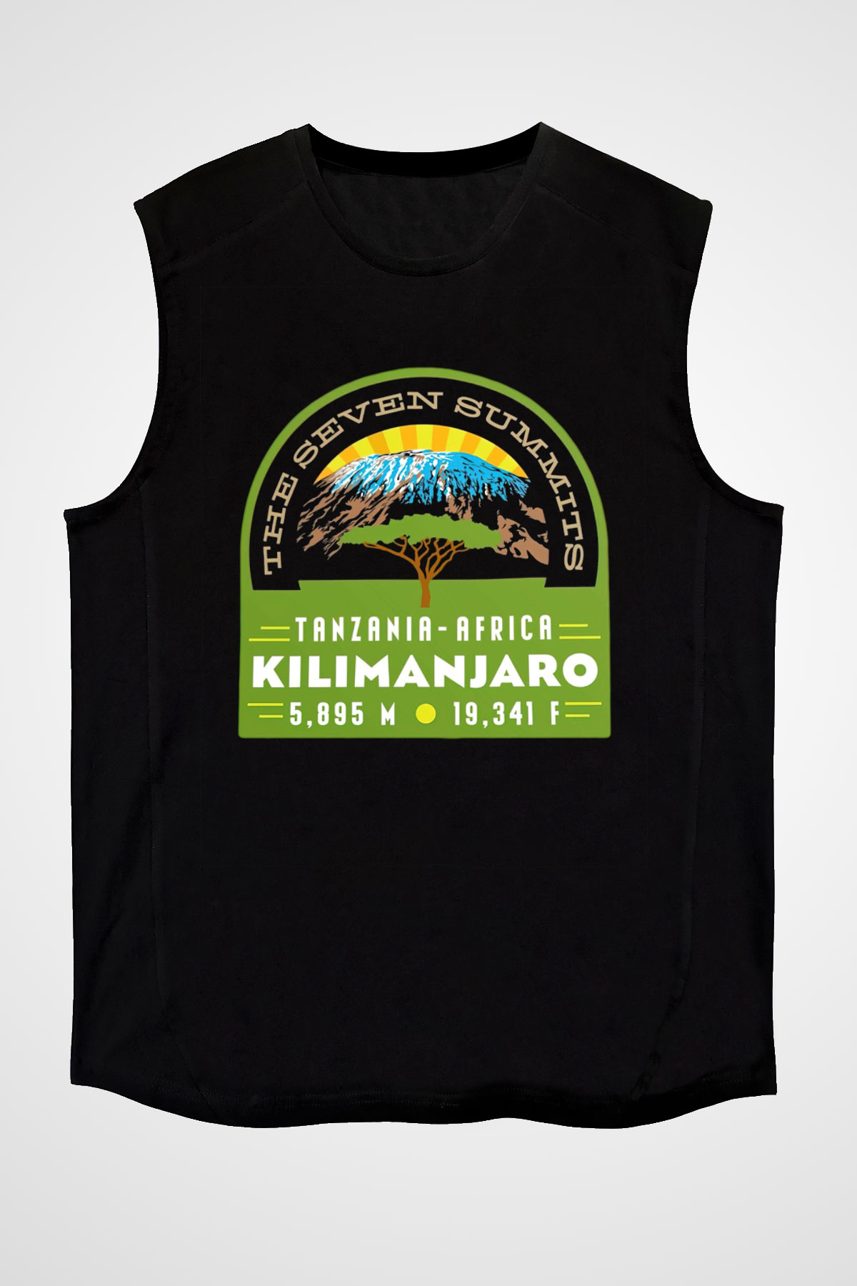 Kilimanjaro Siyah Unisex Kolsuz Tişört