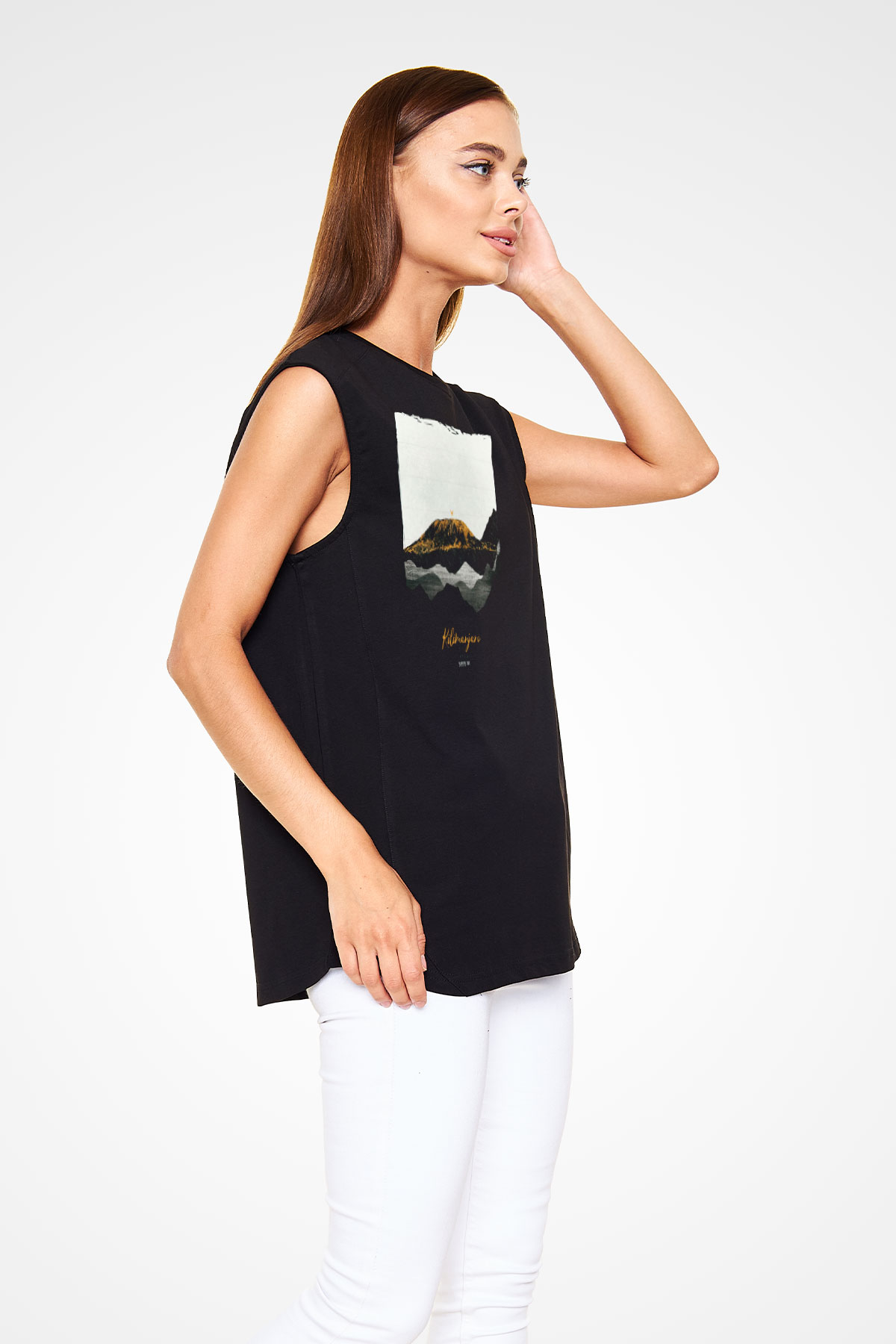 Kilimanjaro Siyah Unisex Kolsuz Tişört
