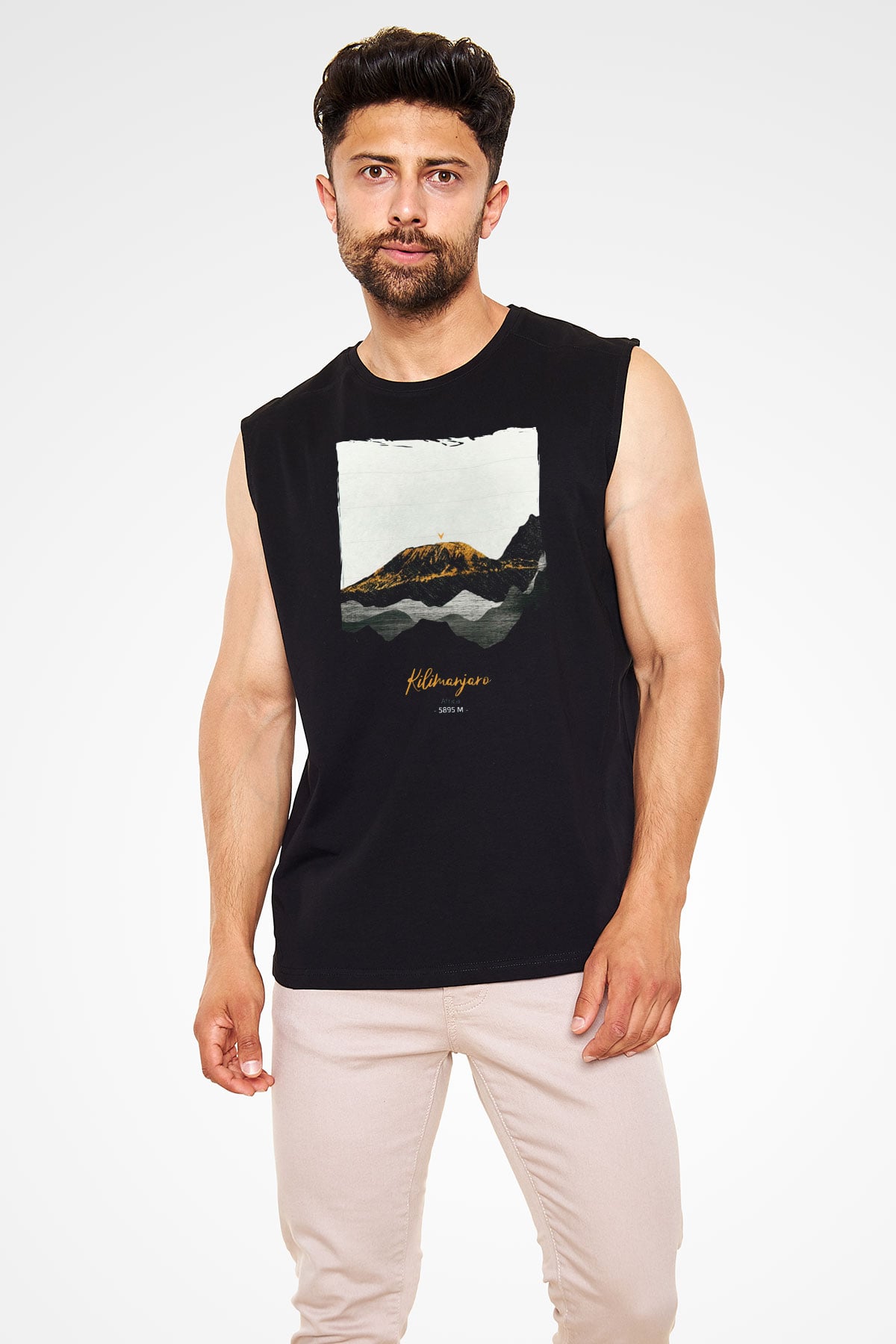Kilimanjaro Siyah Unisex Kolsuz Tişört