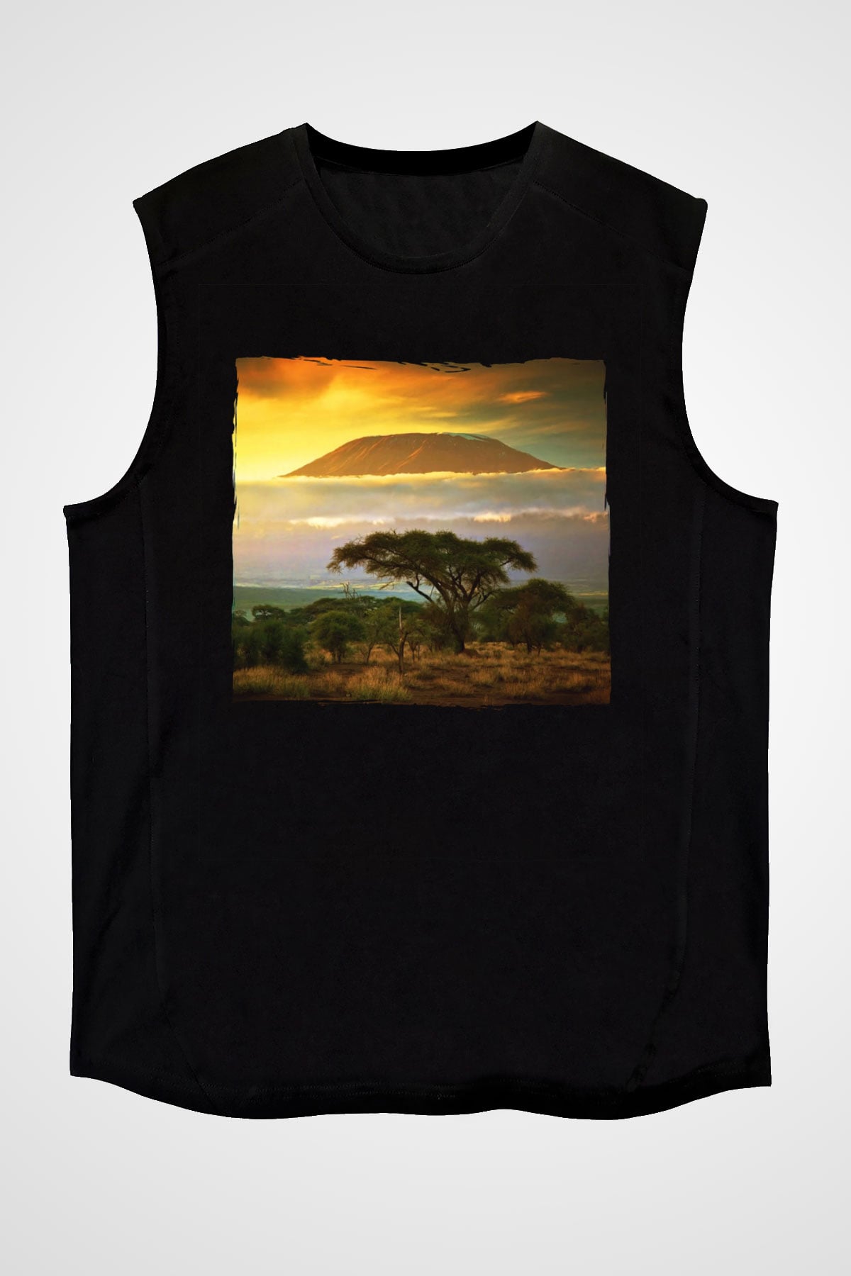 Kilimanjaro Siyah Unisex Kolsuz Tişört