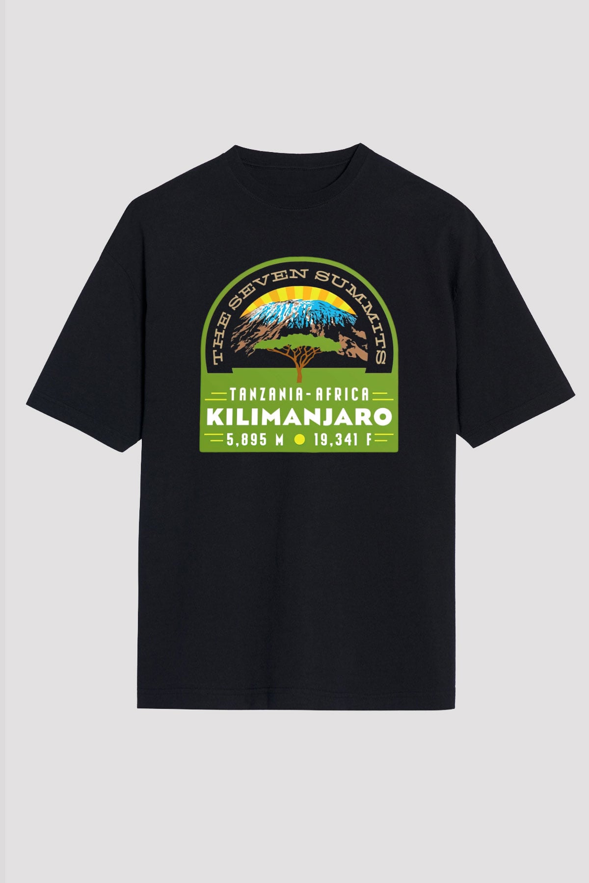 Kilimanjaro Siyah Unisex Oversize Tişört T-Shirt