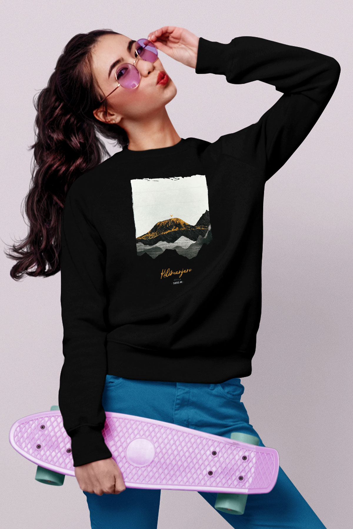 Kilimanjaro Siyah Unisex Sweatshirt