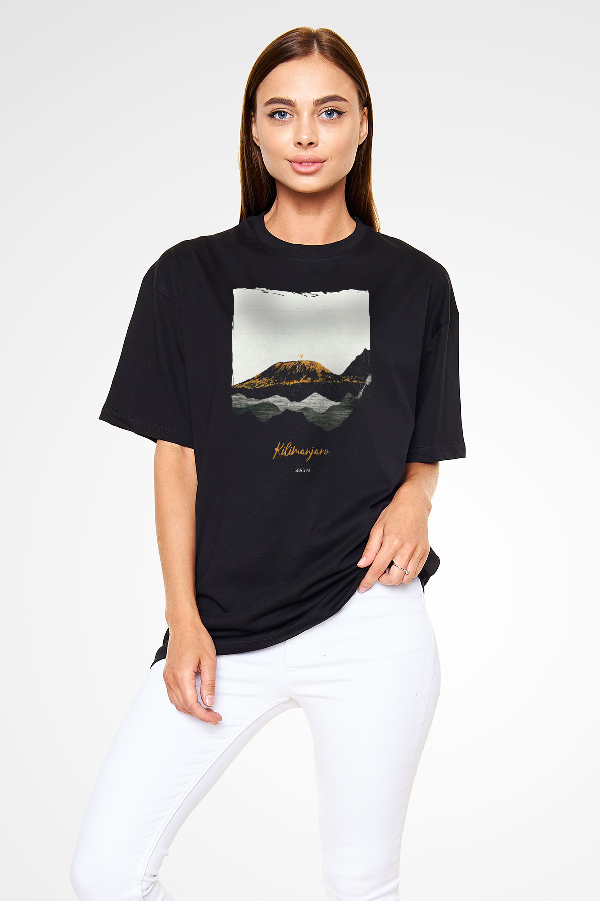 Kilimanjaro Siyah Oversize Tişört Oversize T-shirt - TişörtFabrikası