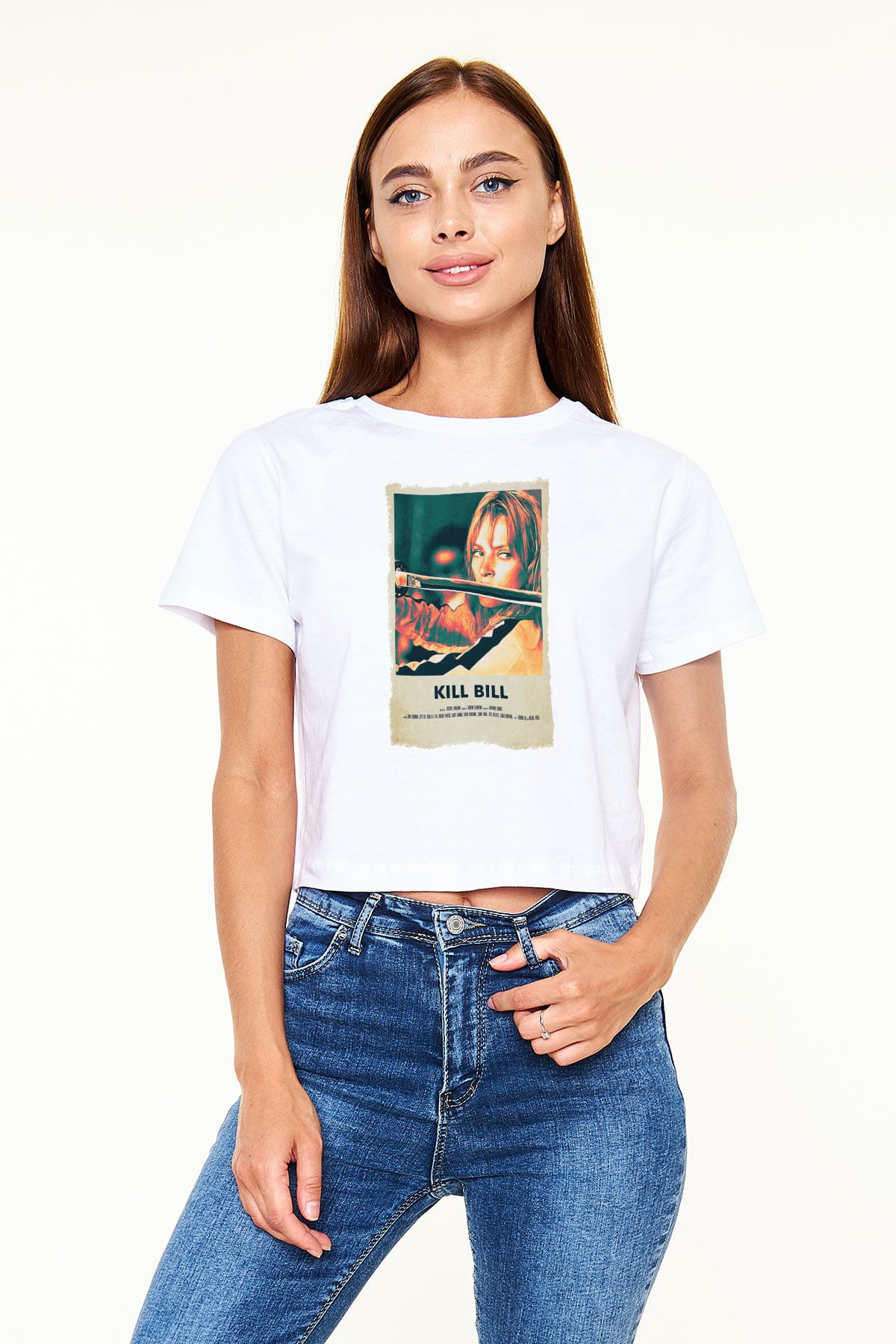 Kill Bill Beyaz  Crop Top Tişört
