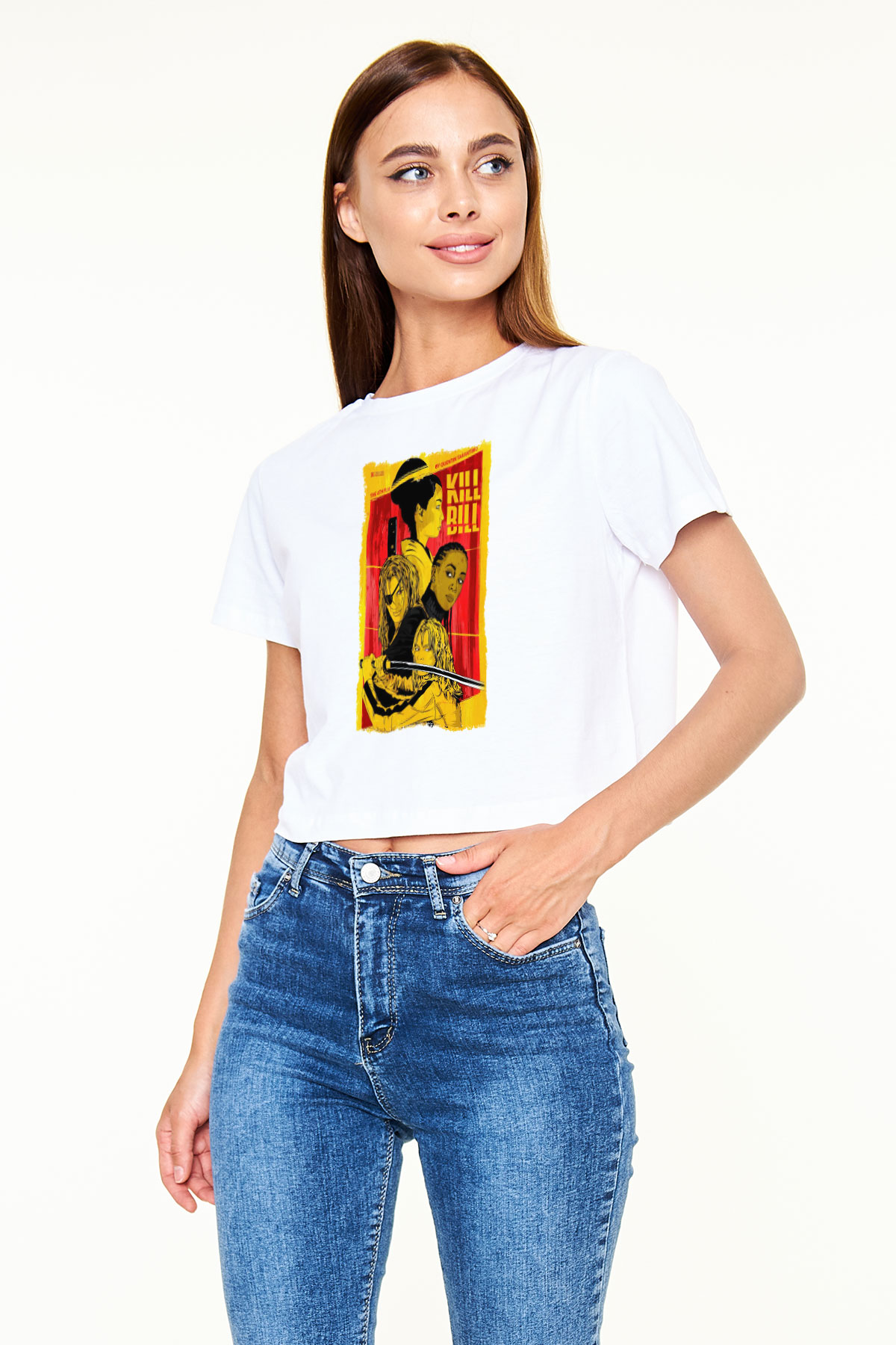 Kill Bill Beyaz  Crop Top Tişört