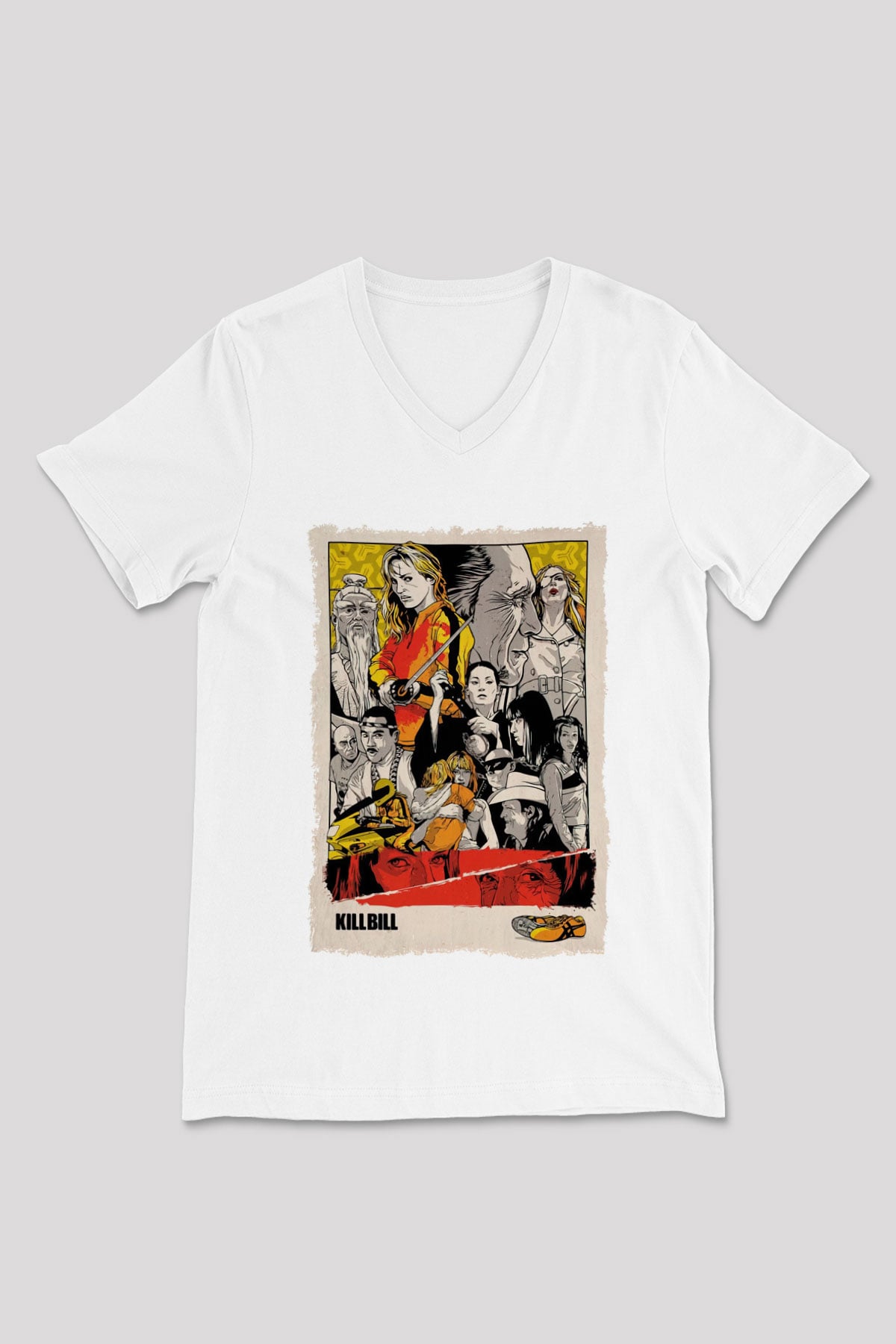 Kill Bill Beyaz Unisex V Yaka Tişört