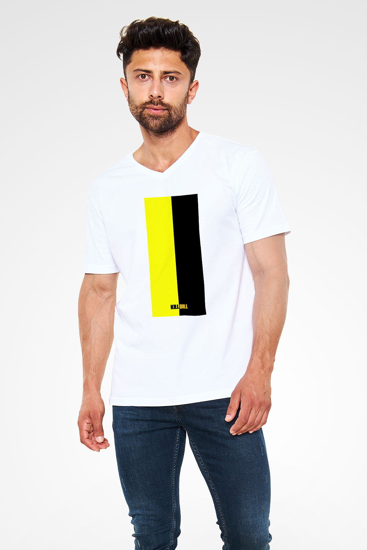 Kill Bill Beyaz Unisex V Yaka Tişört T-Shirt