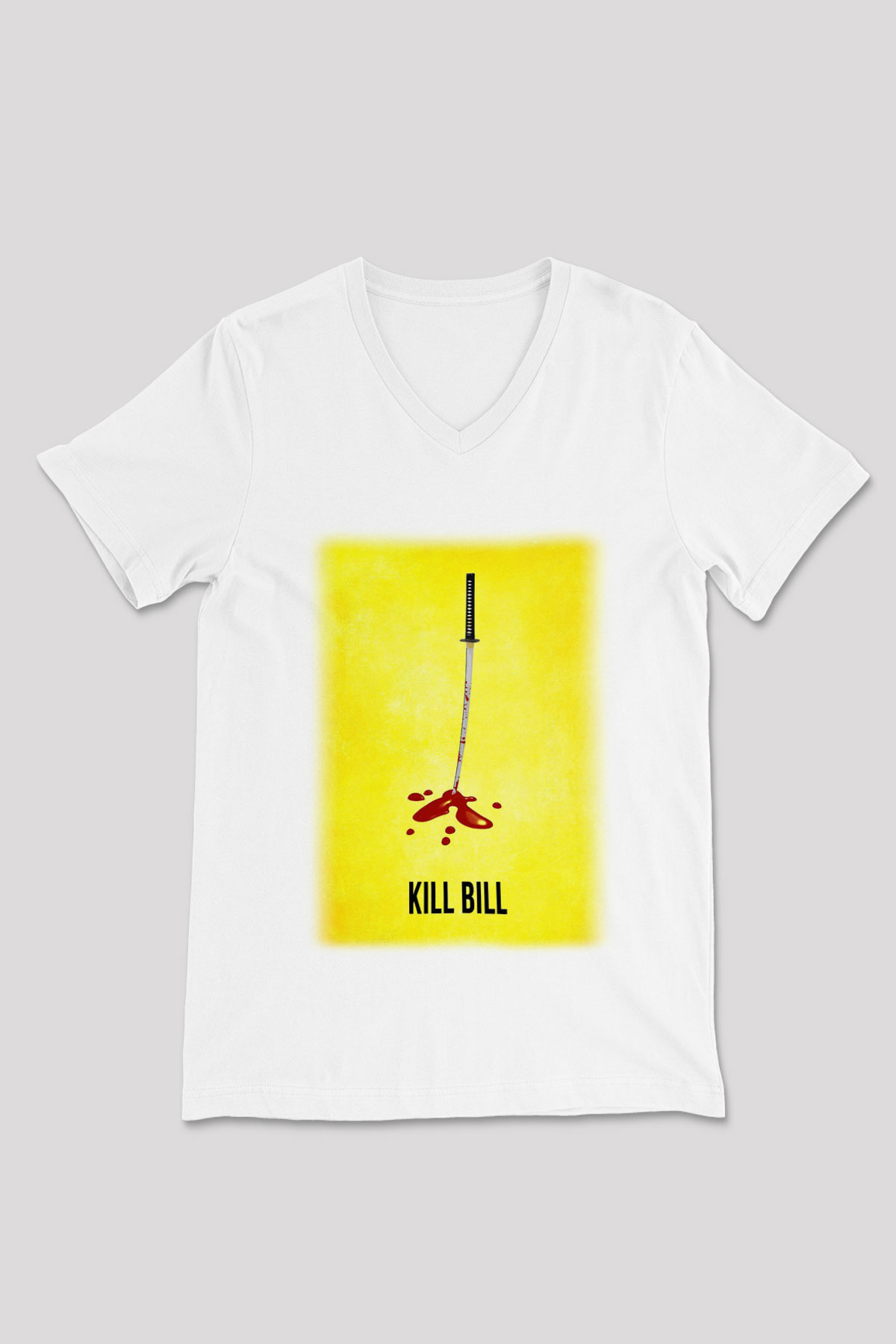 Kill Bill Beyaz Unisex V Yaka Tişört T-Shirt