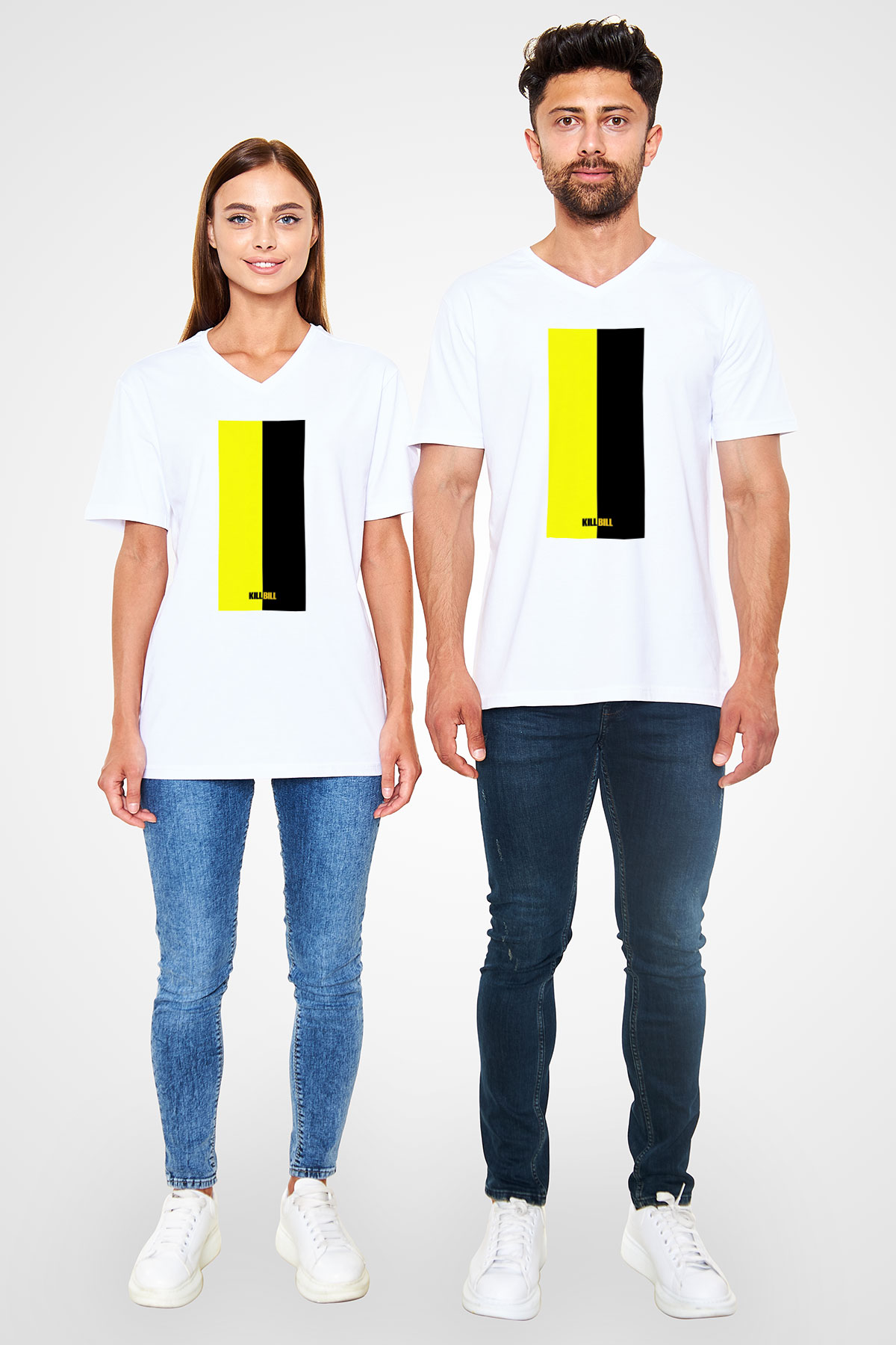Kill Bill Beyaz Unisex V Yaka Tişört T-Shirt