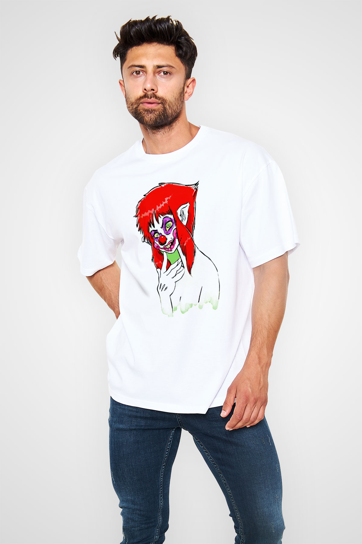 Killer Klowns from Outer Space Beyaz Oversize Tişört