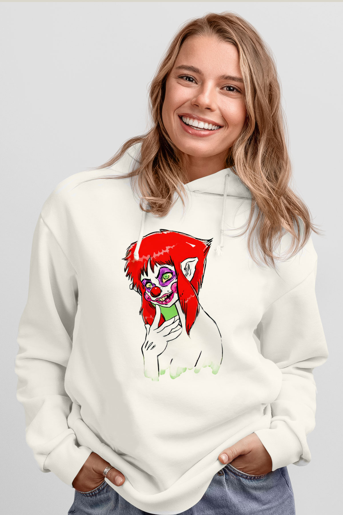 Killer Klowns from Outer Space Beyaz Unisex Hoodie