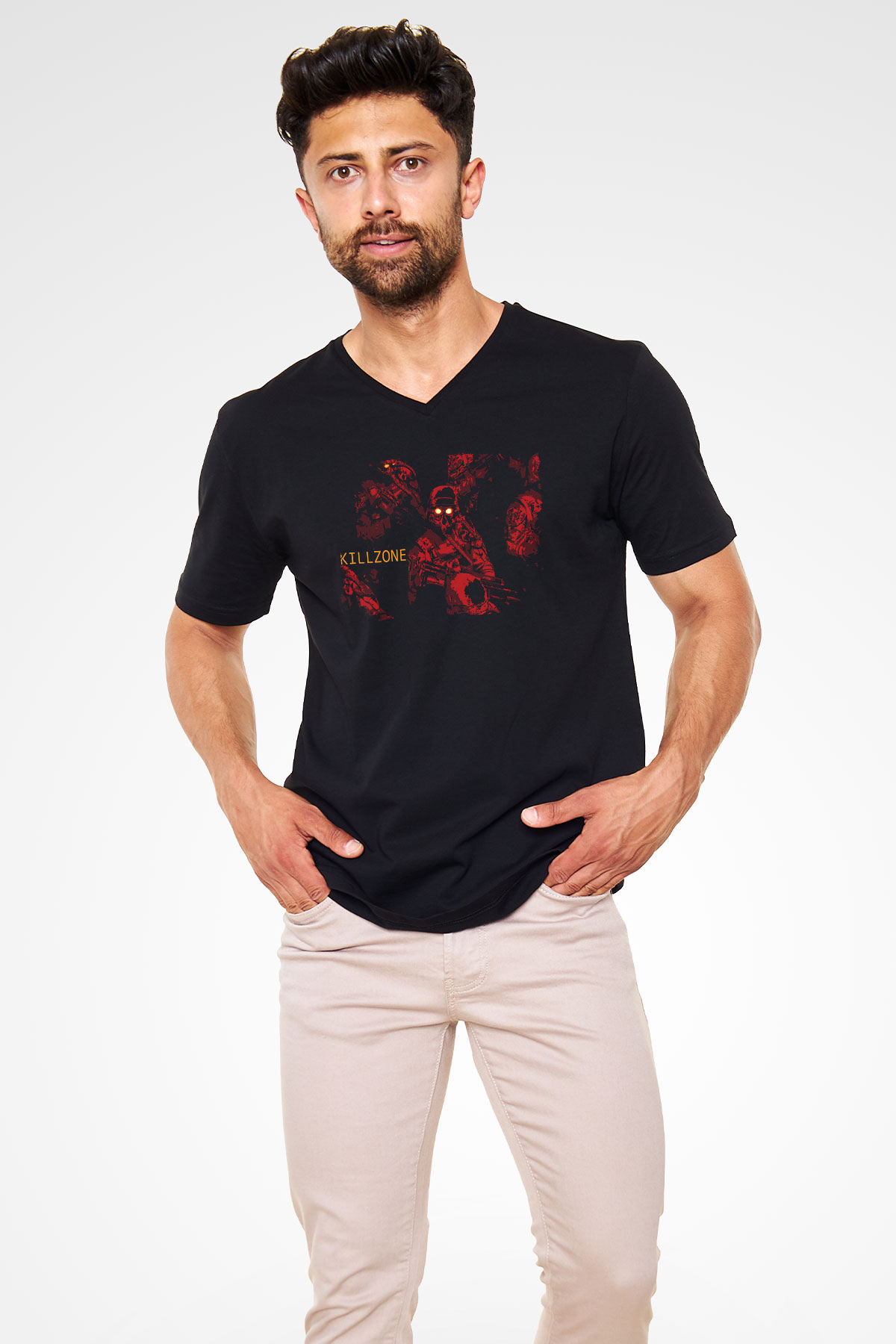 Killzone Siyah Unisex V Yaka Tişört