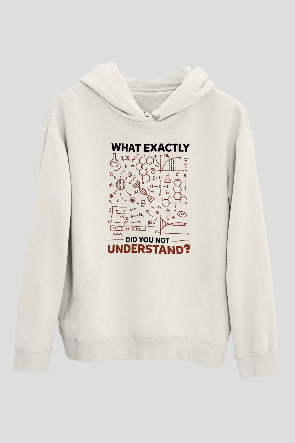 Kimya Formülleri Baskılı Unisex Ekru Hoodie