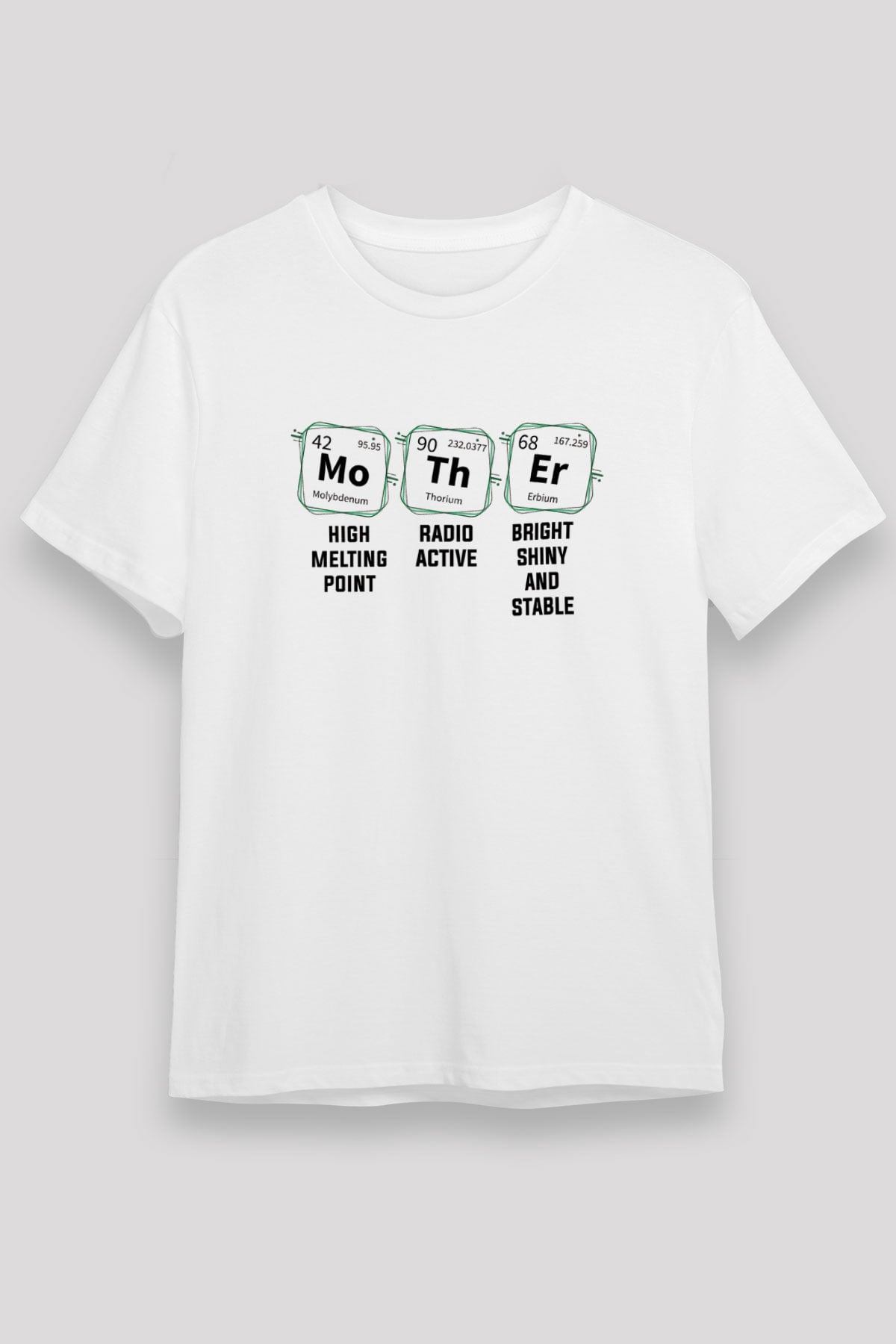 Kimya Periyodik Tablo Anne Baskılı Unisex Beyaz Tişört - Tshirt