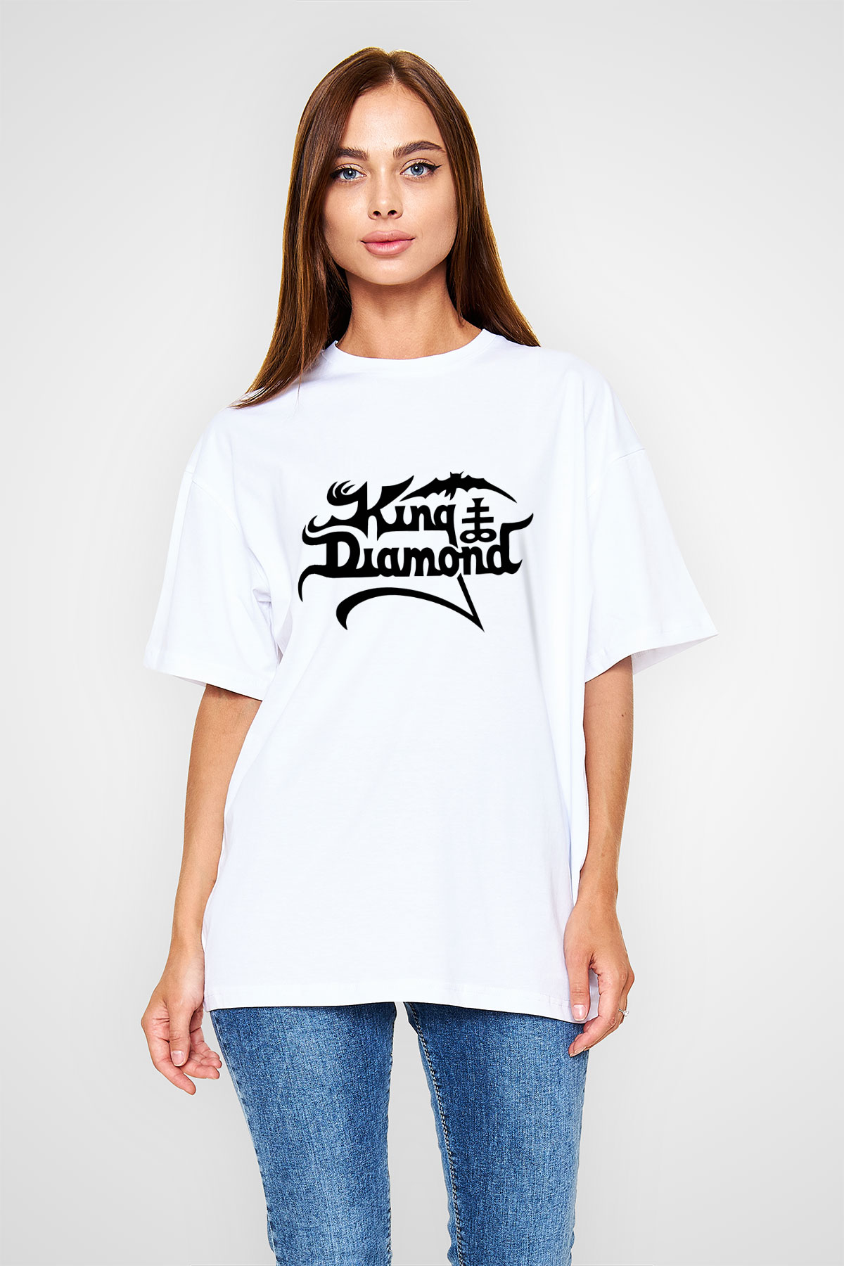 King Diamond Beyaz Unisex Oversize Tişört T-Shirt