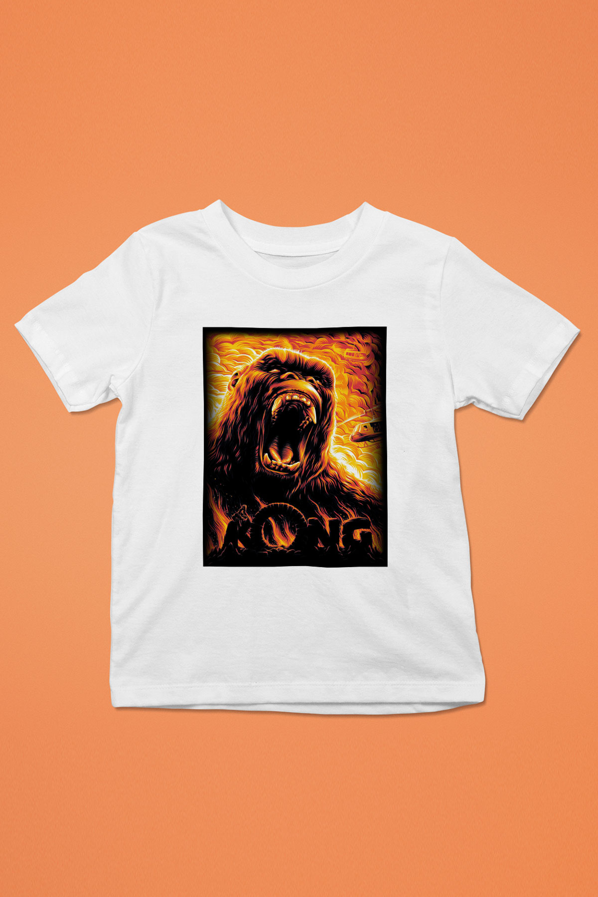 King Kong Baskılı Beyaz Unisex Çocuk Tişört