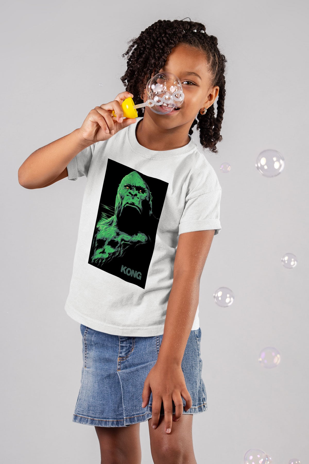King Kong Baskılı Beyaz Unisex Çocuk Tişört