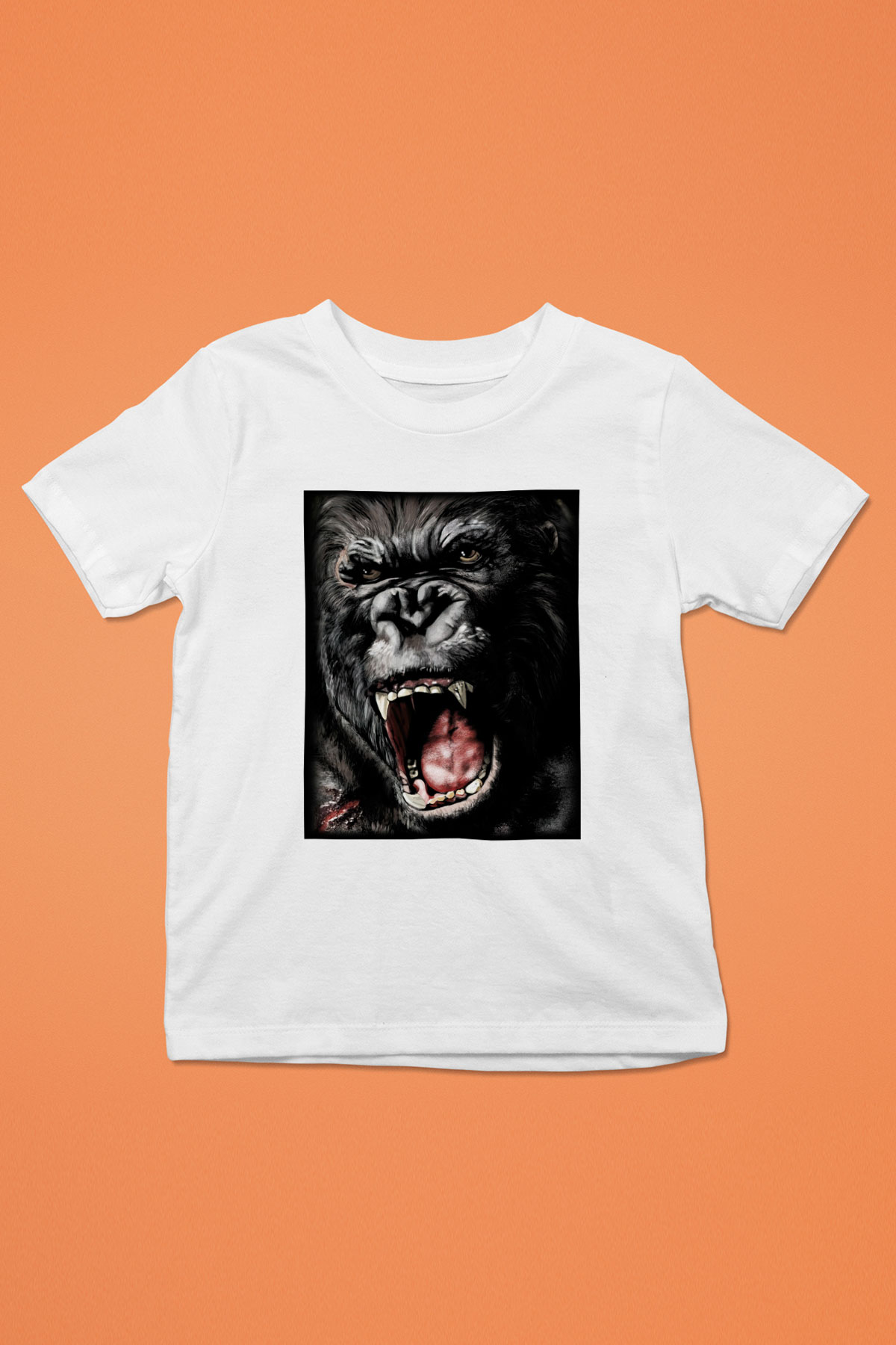 King Kong Baskılı Beyaz Unisex Çocuk Tişört