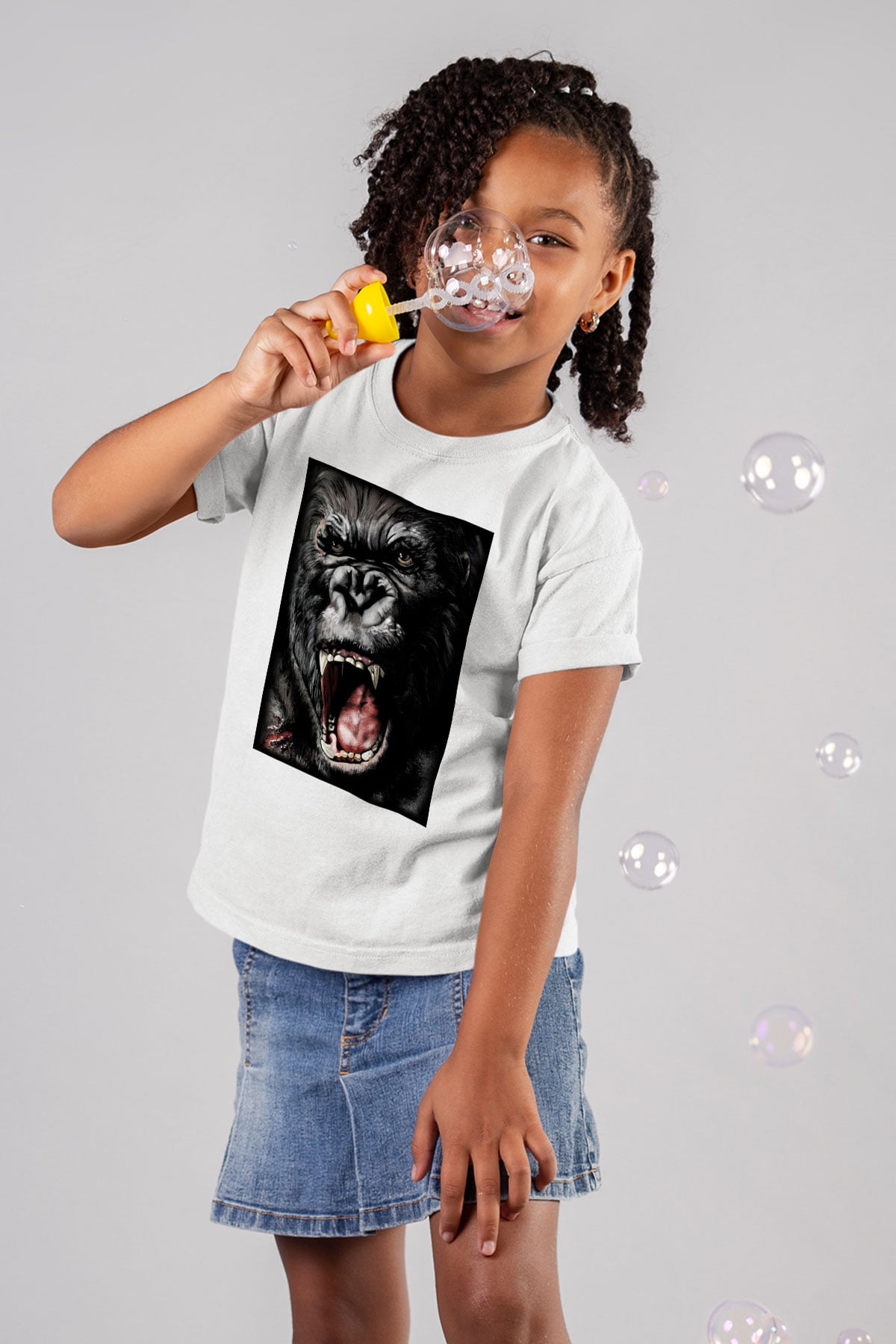 King Kong Baskılı Beyaz Unisex Çocuk Tişört
