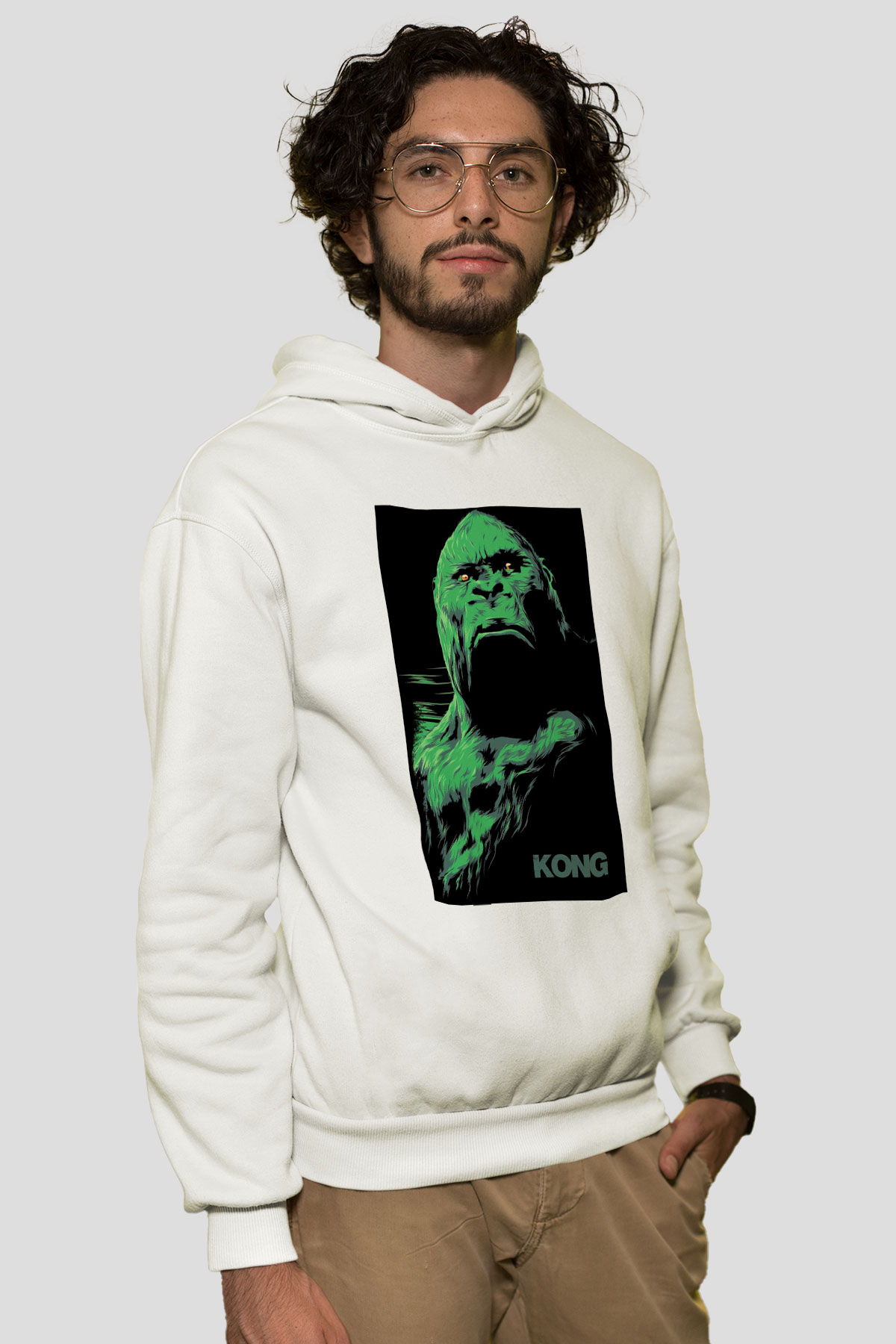 King Kong Beyaz Unisex Hoodie