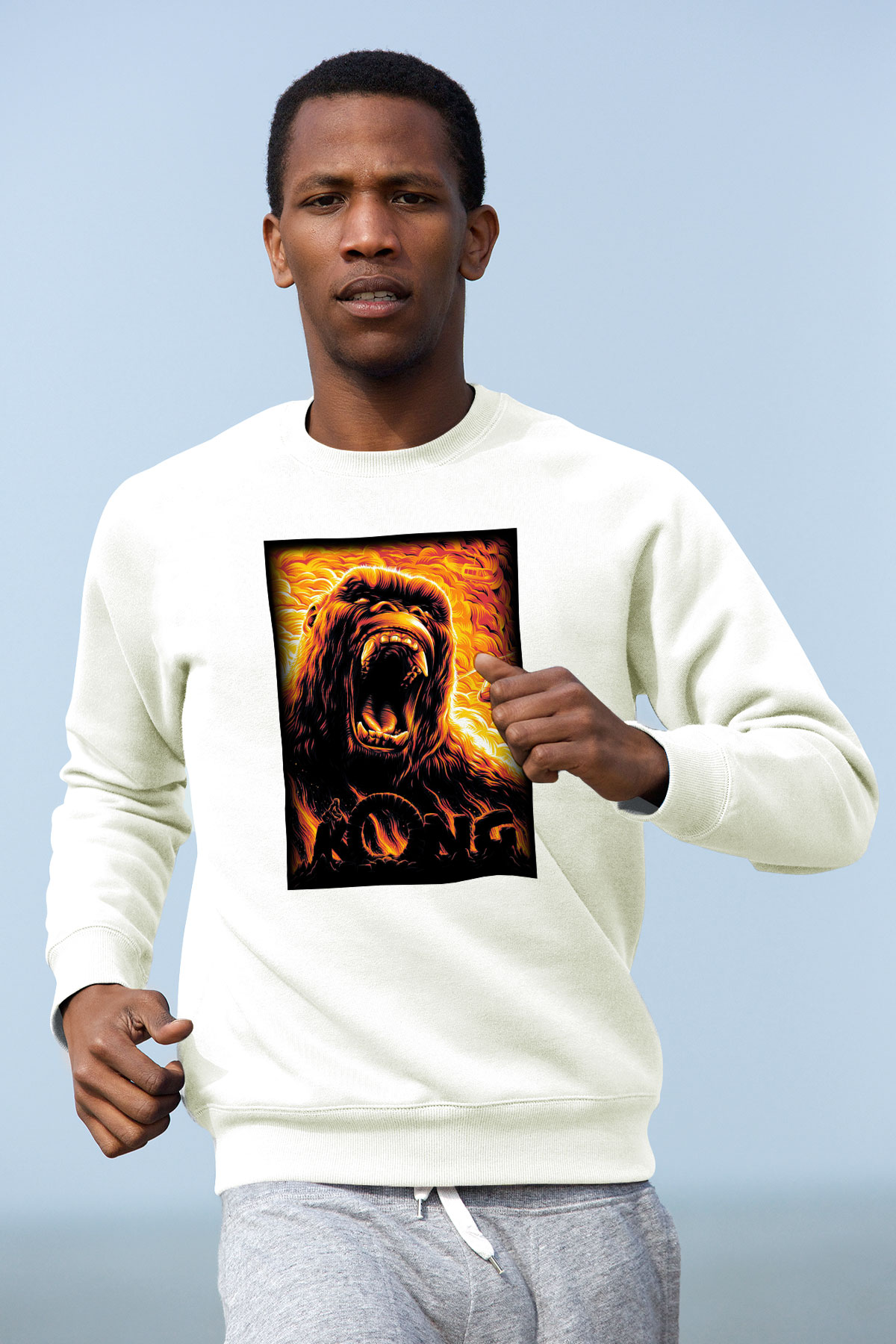 King Kong Beyaz Unisex Sweatshirt