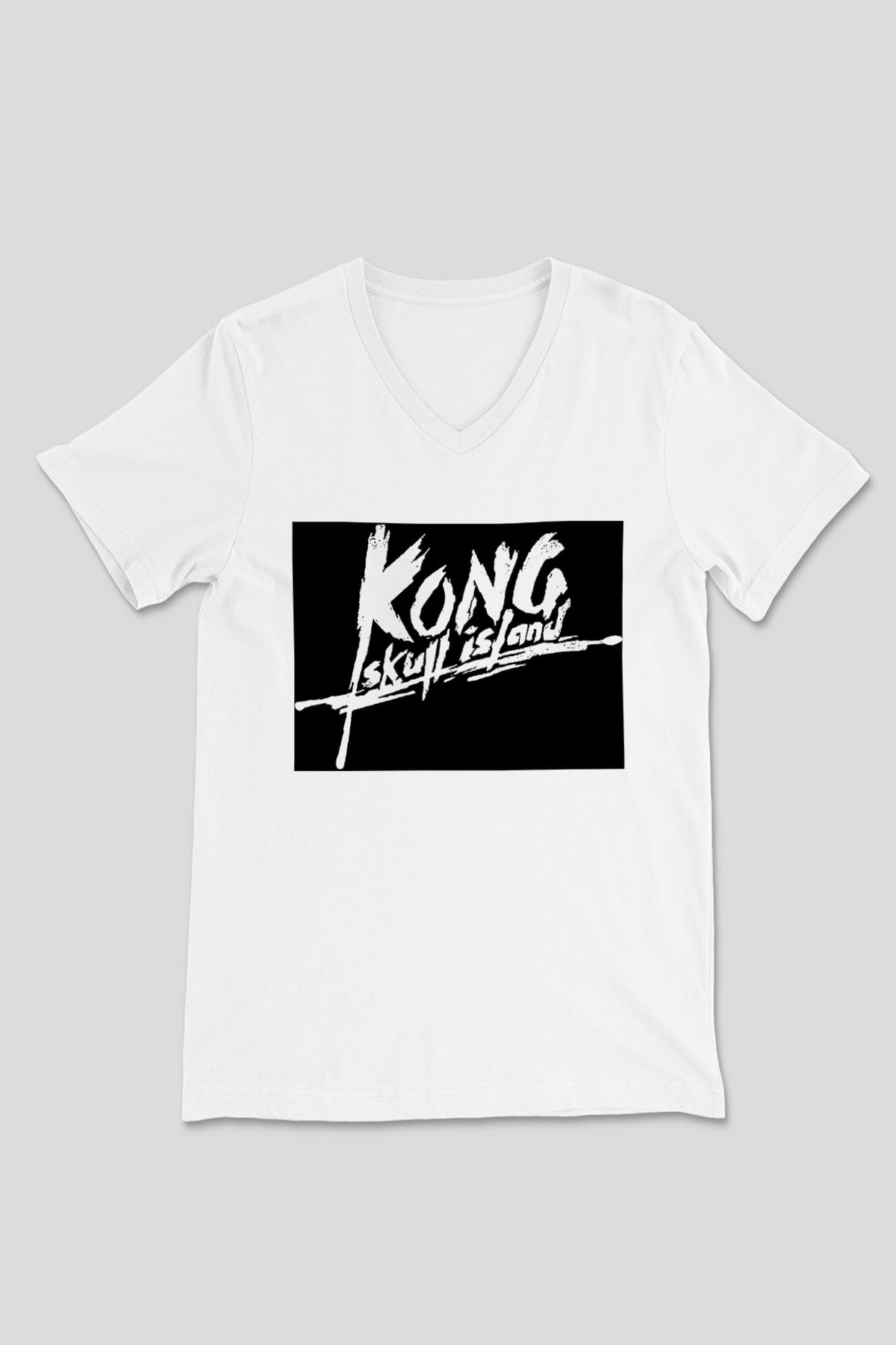King Kong Beyaz Unisex V Yaka Tişört T-Shirt
