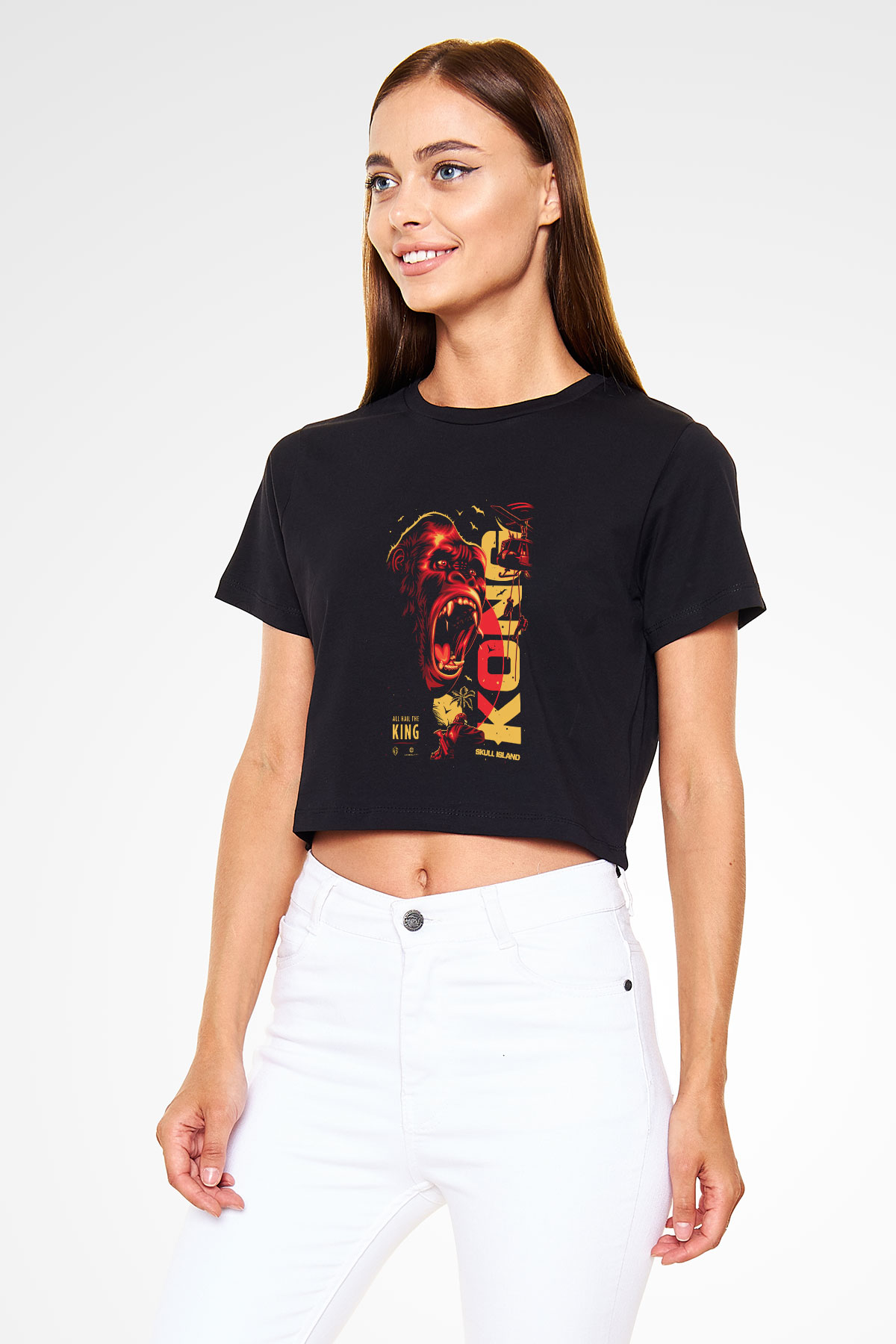 King Kong Siyah Crop Top Tişört