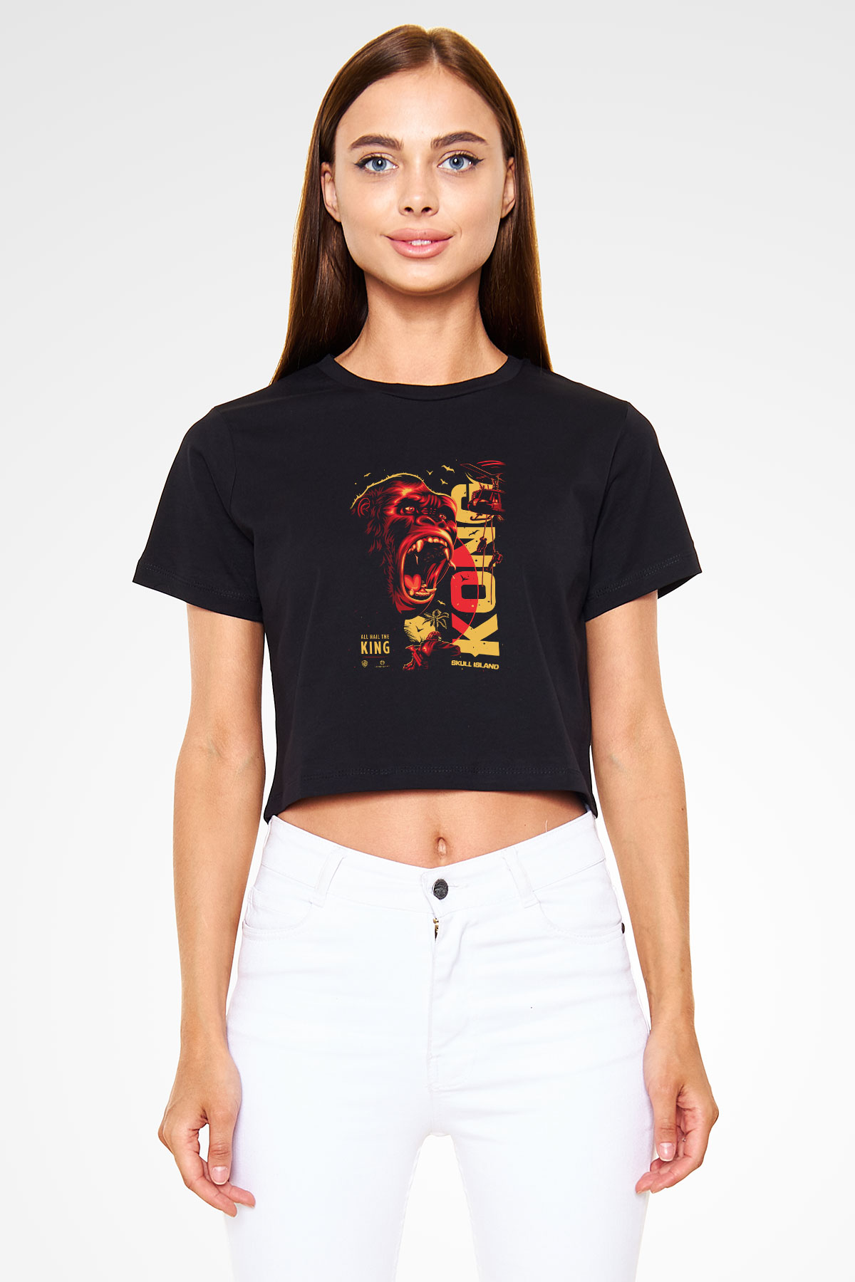 King Kong Siyah Crop Top Tişört