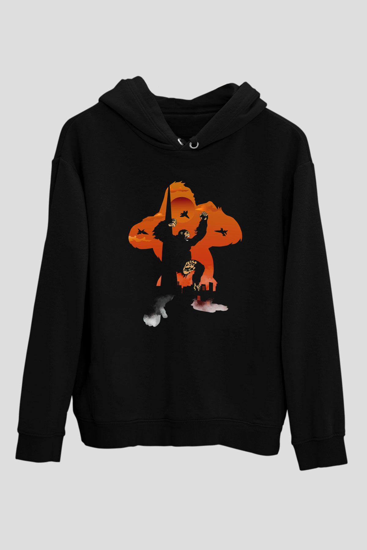 King Kong Siyah Unisex Hoodie