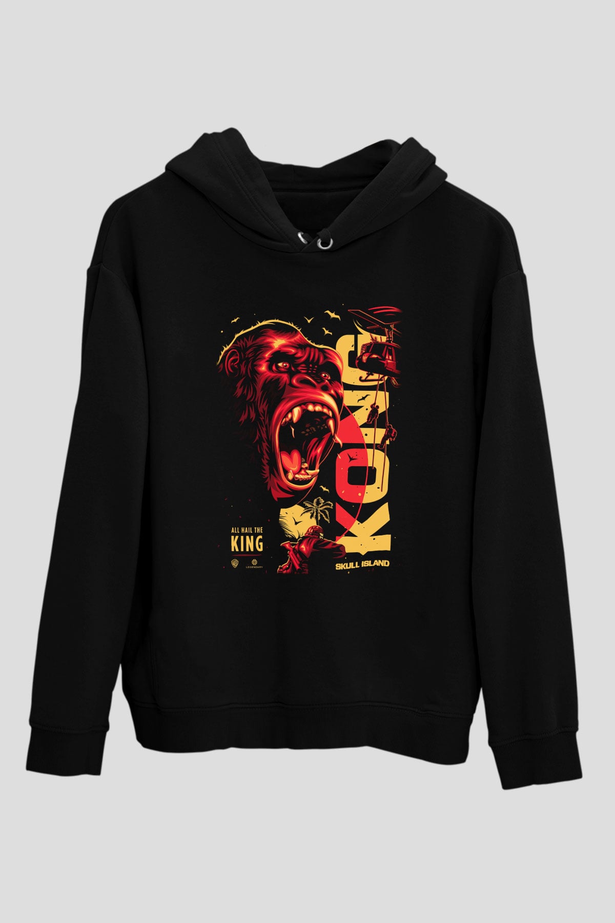 King Kong Siyah Unisex Kapşonlu Sweatshirt