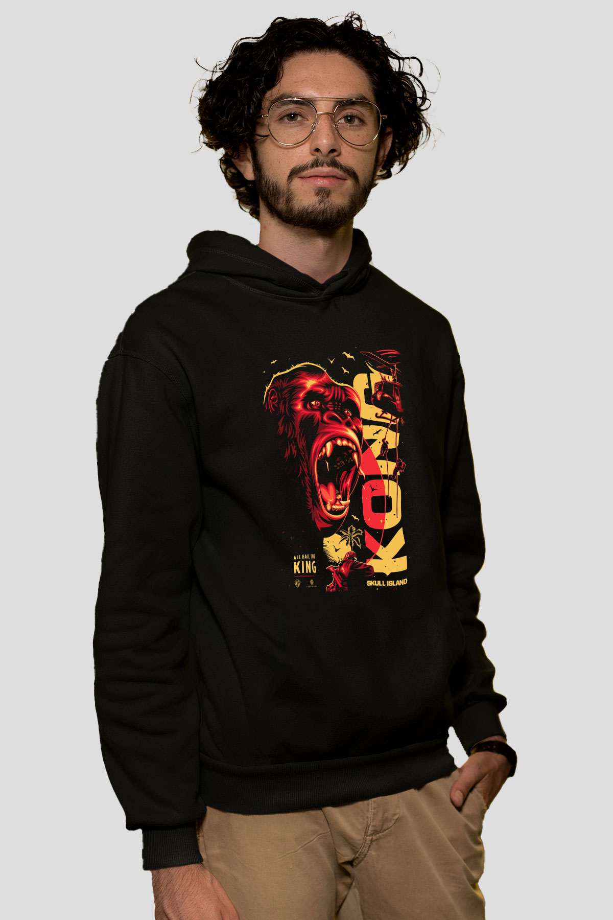 King Kong Siyah Unisex Kapşonlu Sweatshirt