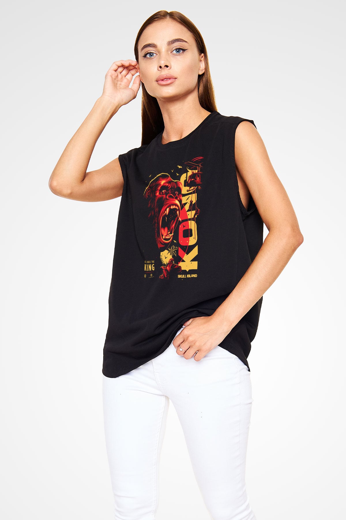 King Kong Siyah Unisex Kolsuz Tişört