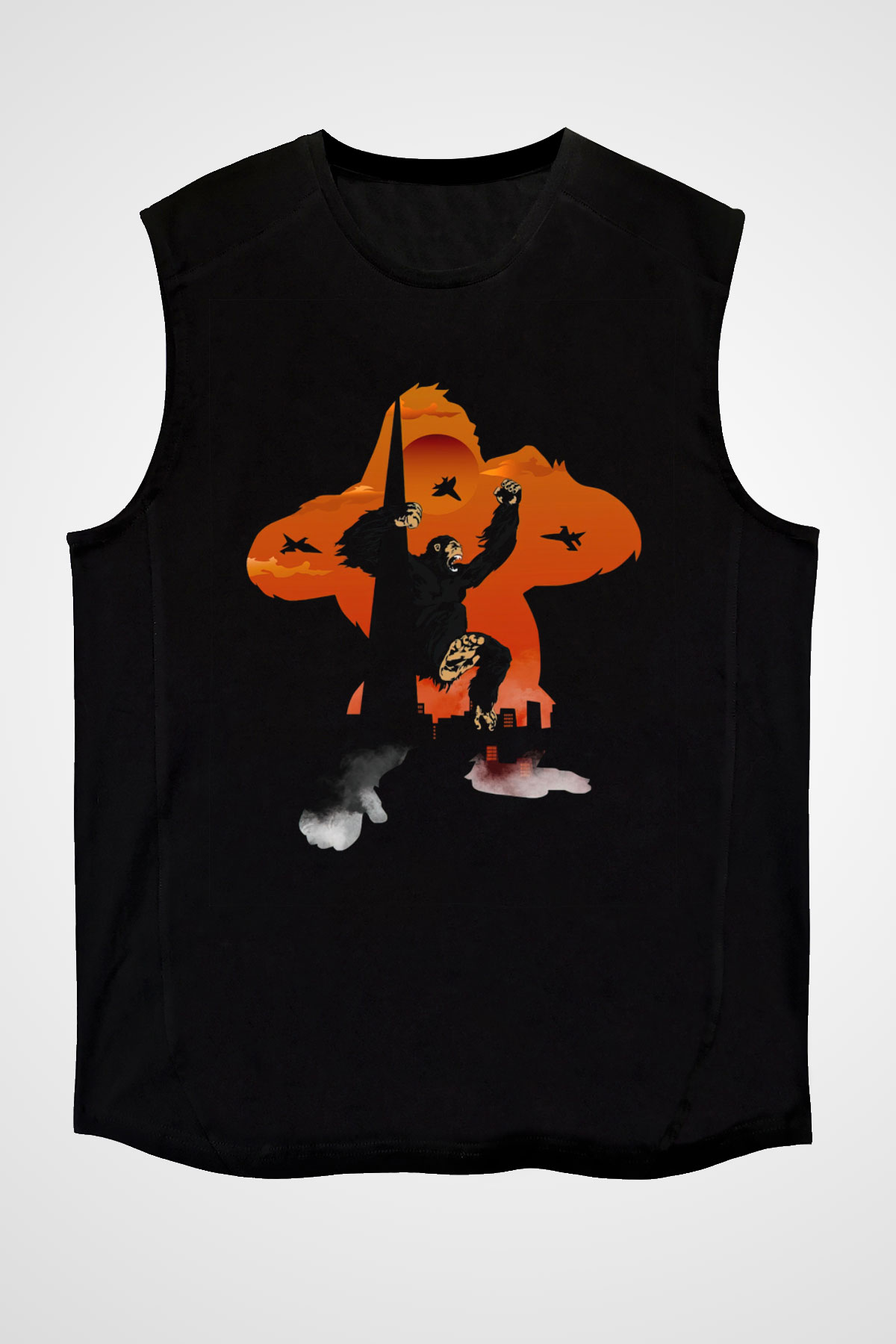 King Kong Siyah Unisex Kolsuz Tişört