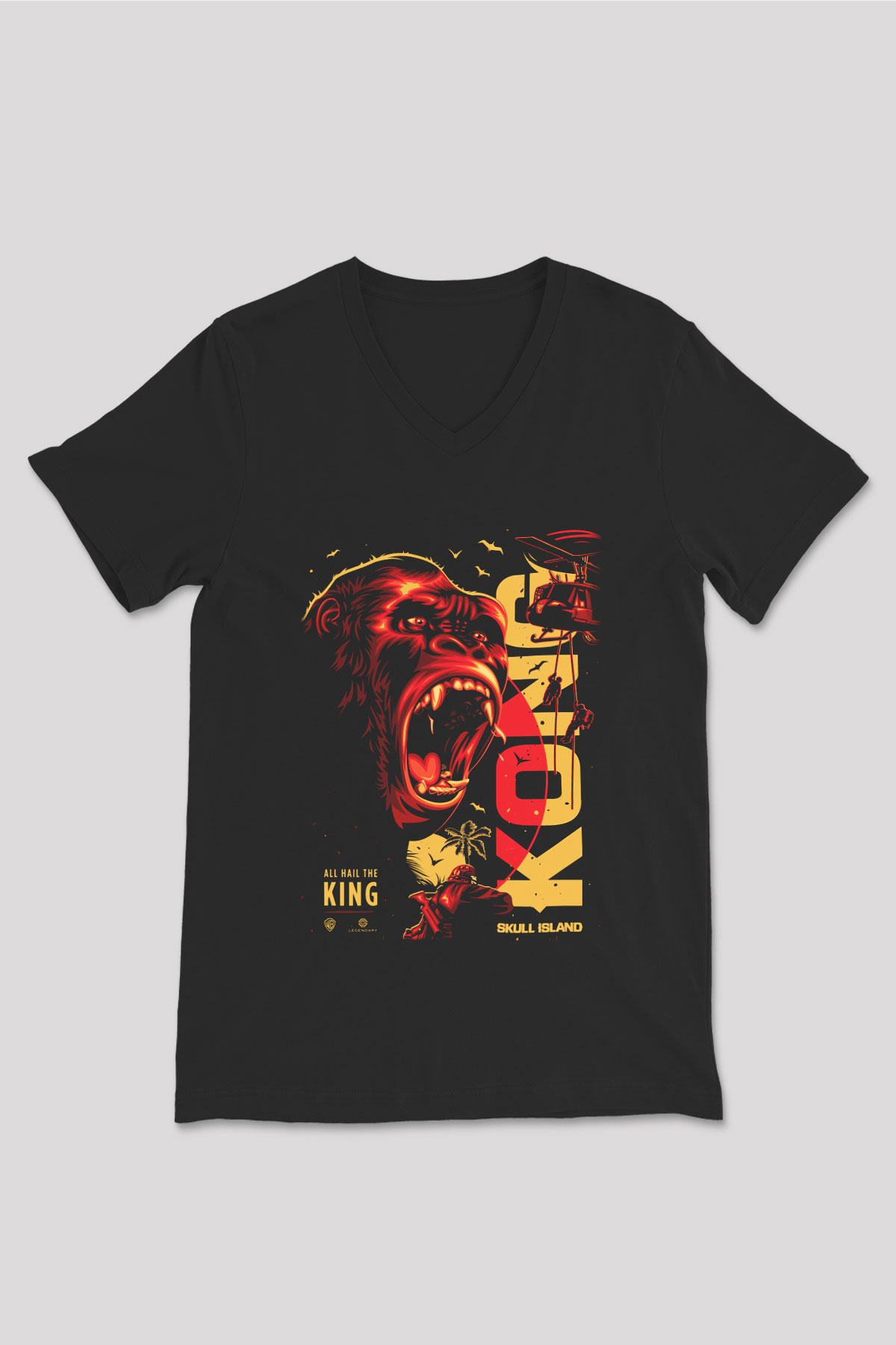 King Kong Siyah Unisex V Yaka Tişört T-Shirt