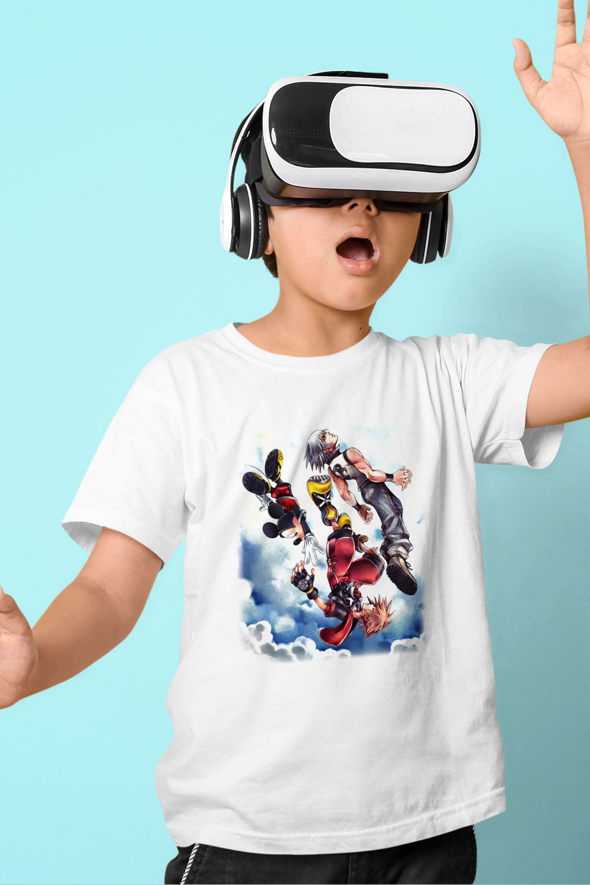 Kingdom Hearts Baskılı Beyaz Unisex Çocuk Tişört