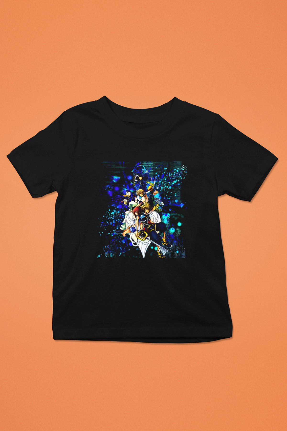 Kingdom Hearts Baskılı Siyah Unisex Çocuk Tişört