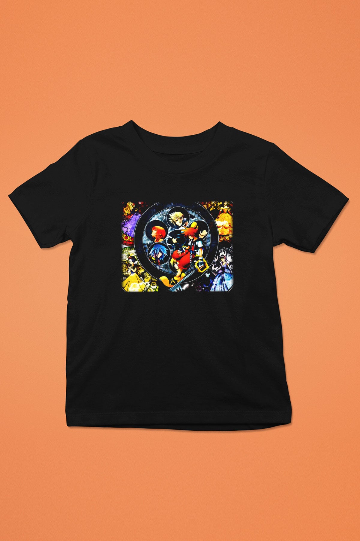 Kingdom Hearts Baskılı Siyah Unisex Çocuk Tişört