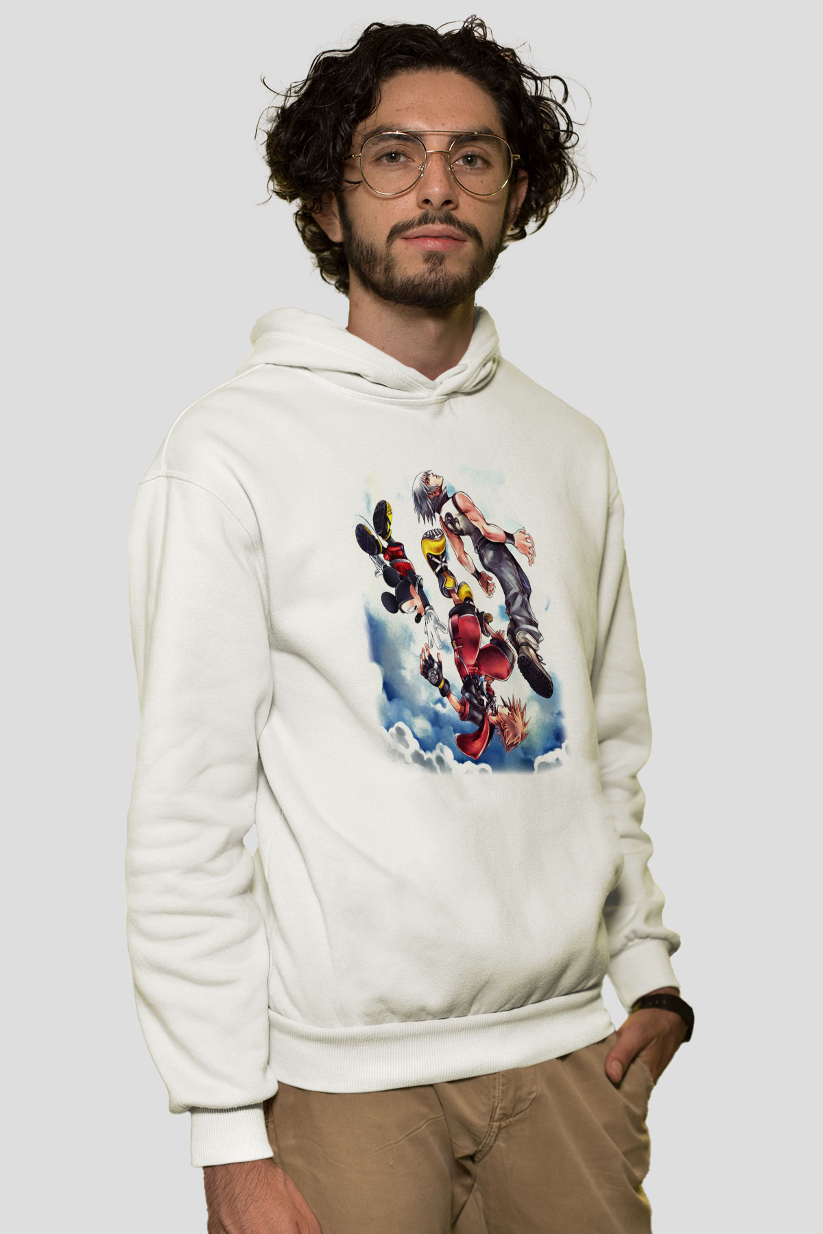 Kingdom Hearts Beyaz Unisex Hoodie